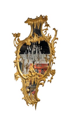 Very large Vintage Italian Rococo Chinoiserie Giltwood Mirror