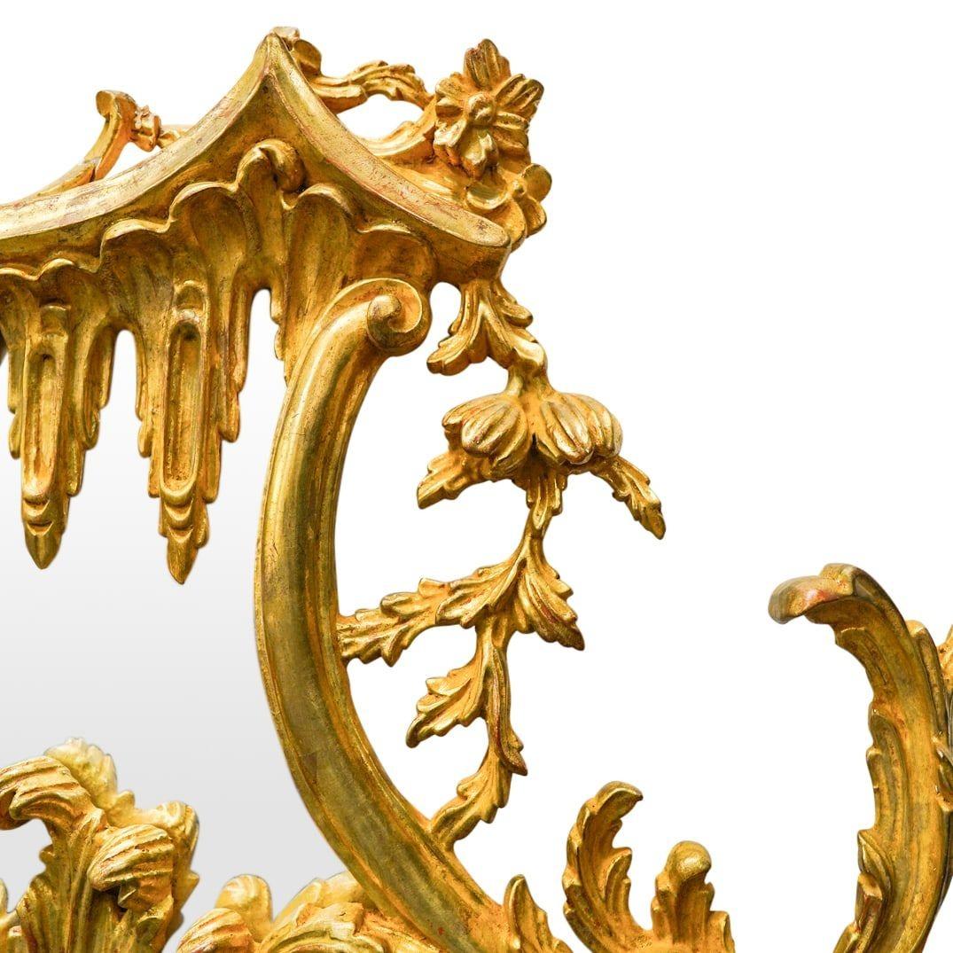 Chippendale chinois Très grand modèle vintage  Miroir italien rococo Chinoiserie en bois doré en vente
