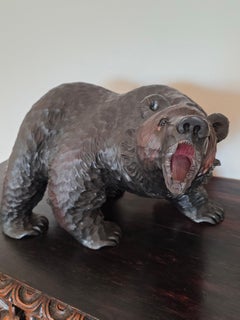 Very Large Vintage Japanese Ainu Hokkai Bear Carved Wood Sculpture