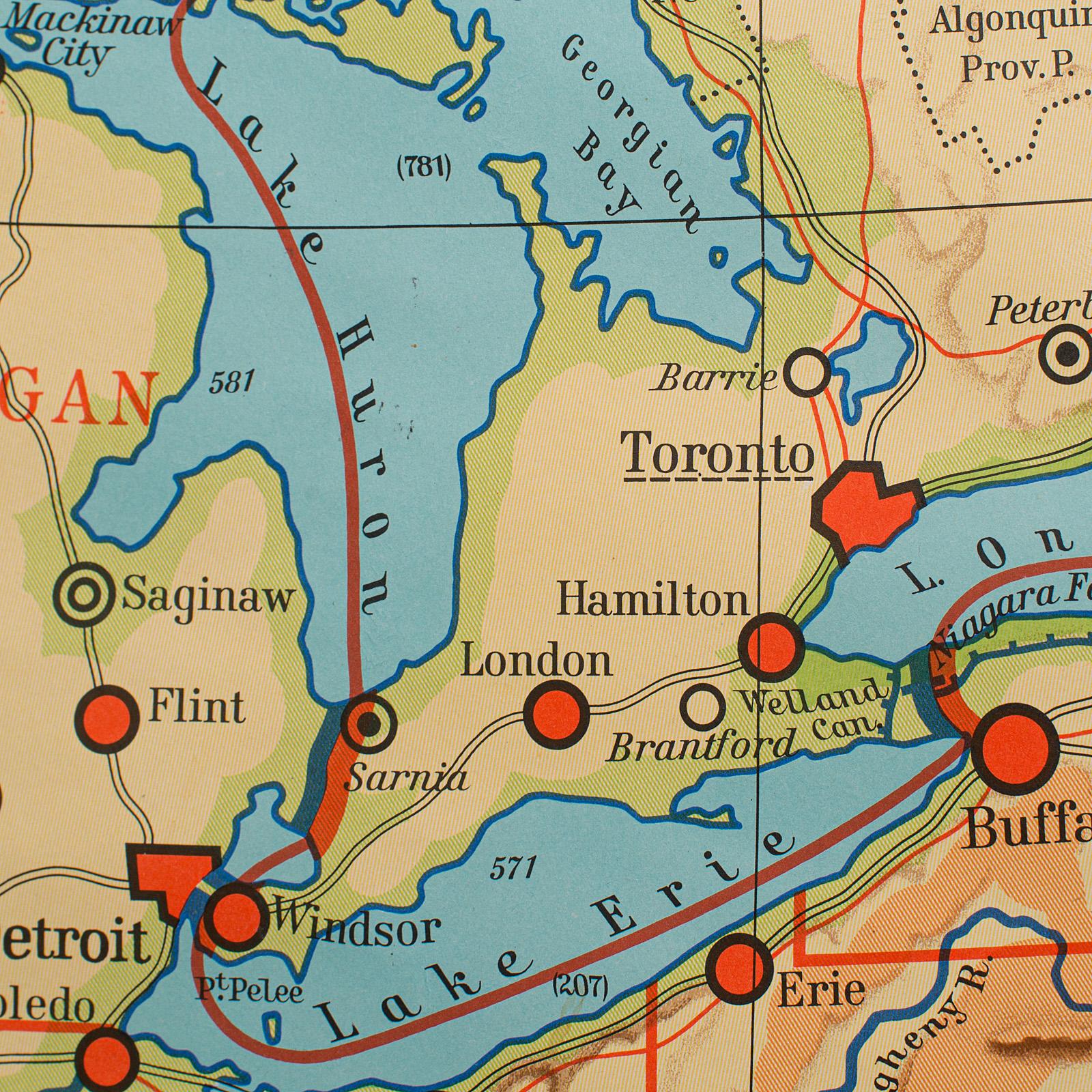 Groe Vintage-Karte von Kanada, Deutsch, Pdagogik, Institution, Kartografie (Papier) im Angebot