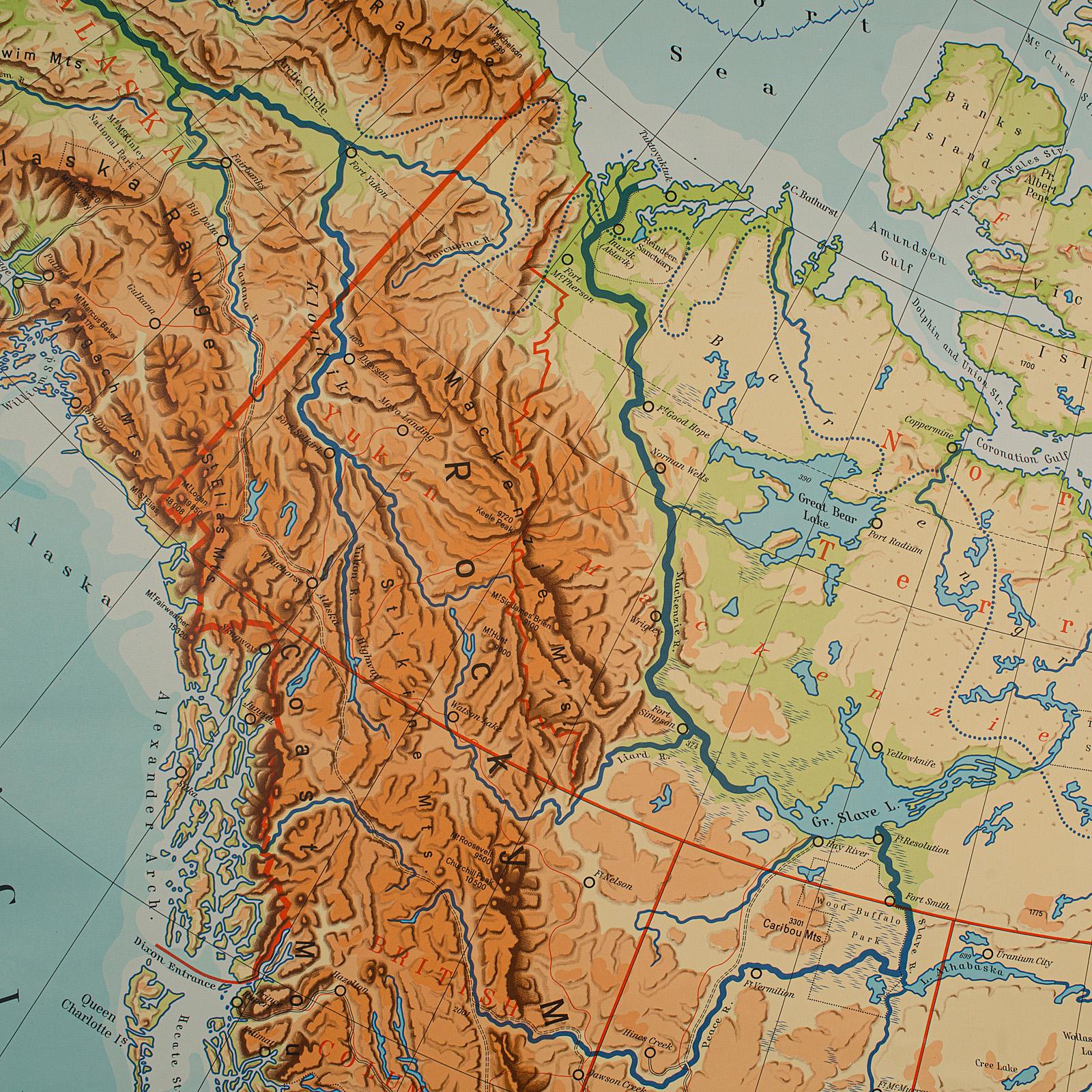 Groe Vintage-Karte von Kanada, Deutsch, Pdagogik, Institution, Kartografie im Angebot 1