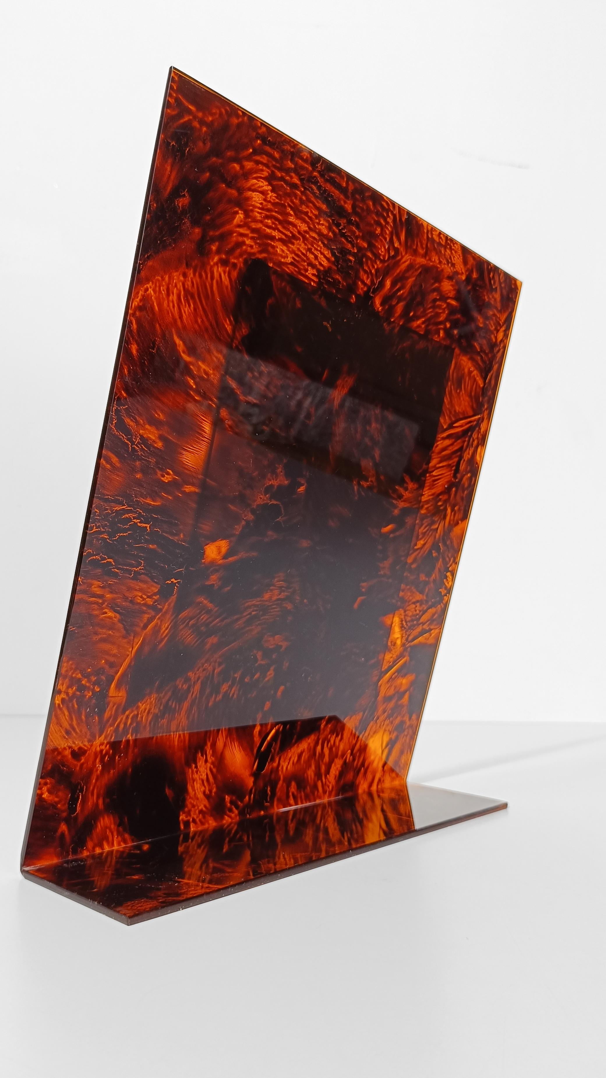 Großer Vintage-Bilderrahmen aus Lucite-Schildkrötenpanzerimitat, Italien, 70er Jahre im Angebot 7