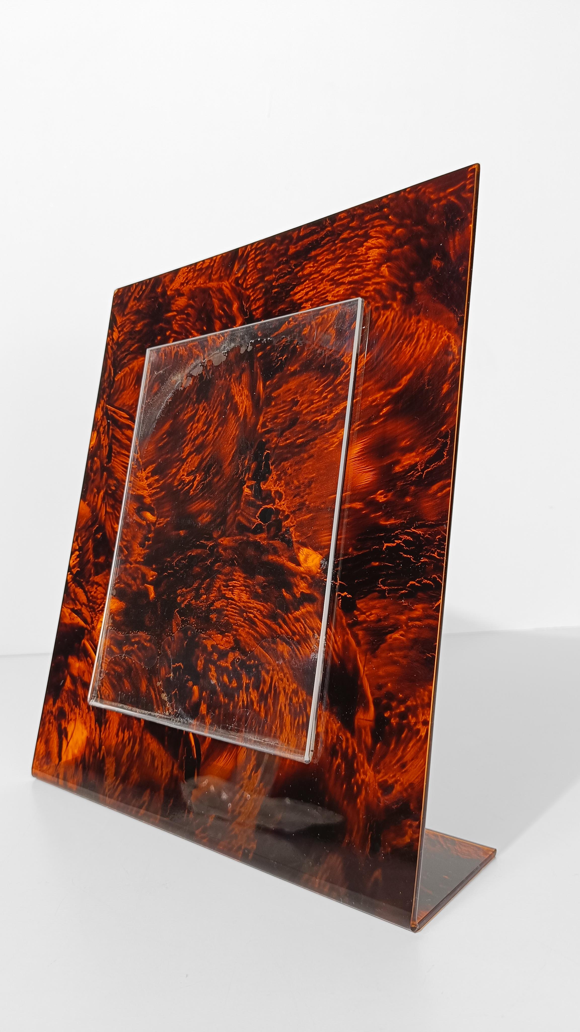 Großer Vintage-Bilderrahmen aus Lucite-Schildkrötenpanzerimitat, Italien, 70er Jahre im Angebot 9