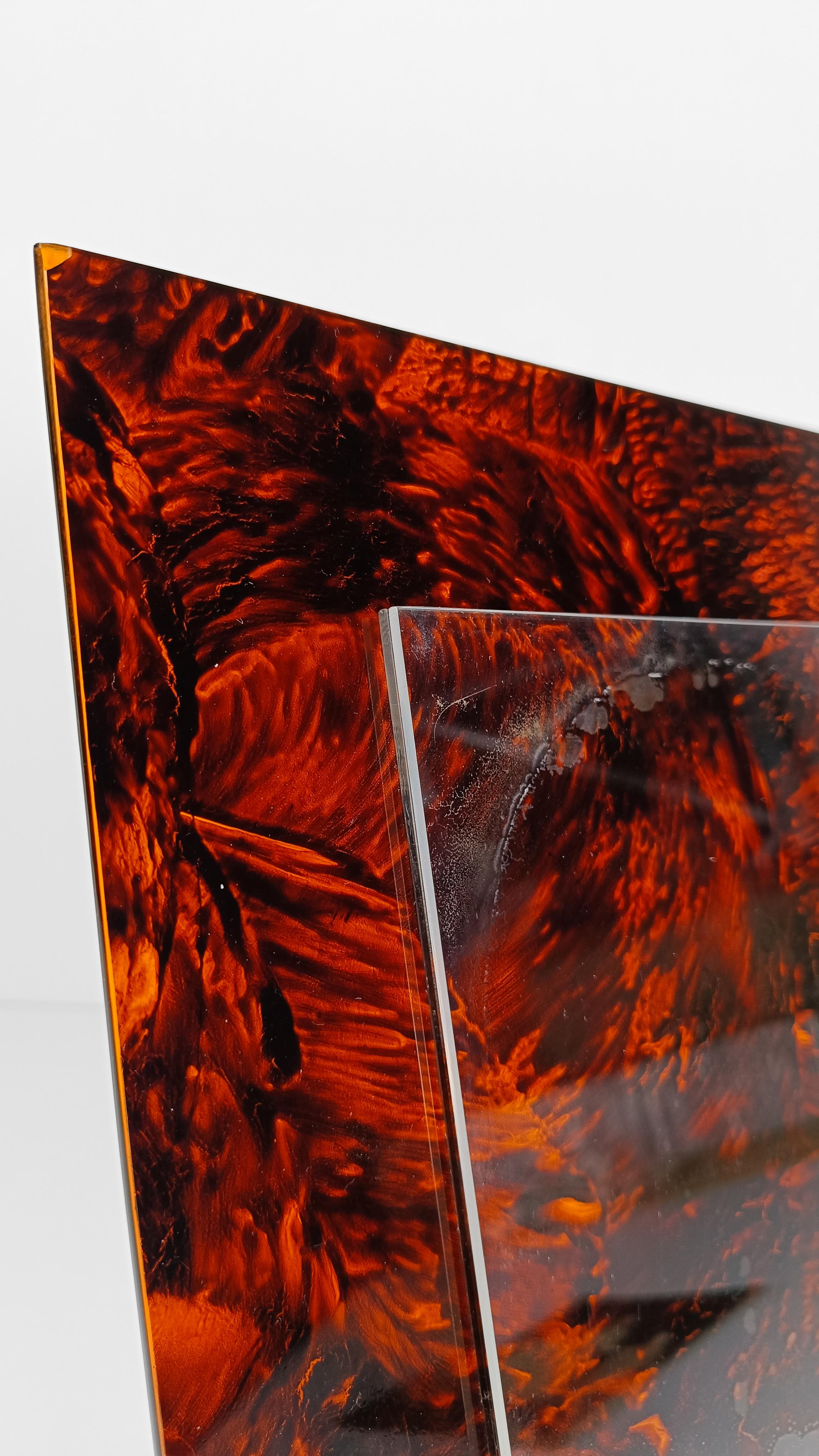 Großer Vintage-Bilderrahmen aus Lucite-Schildkrötenpanzerimitat, Italien, 70er Jahre im Angebot 11