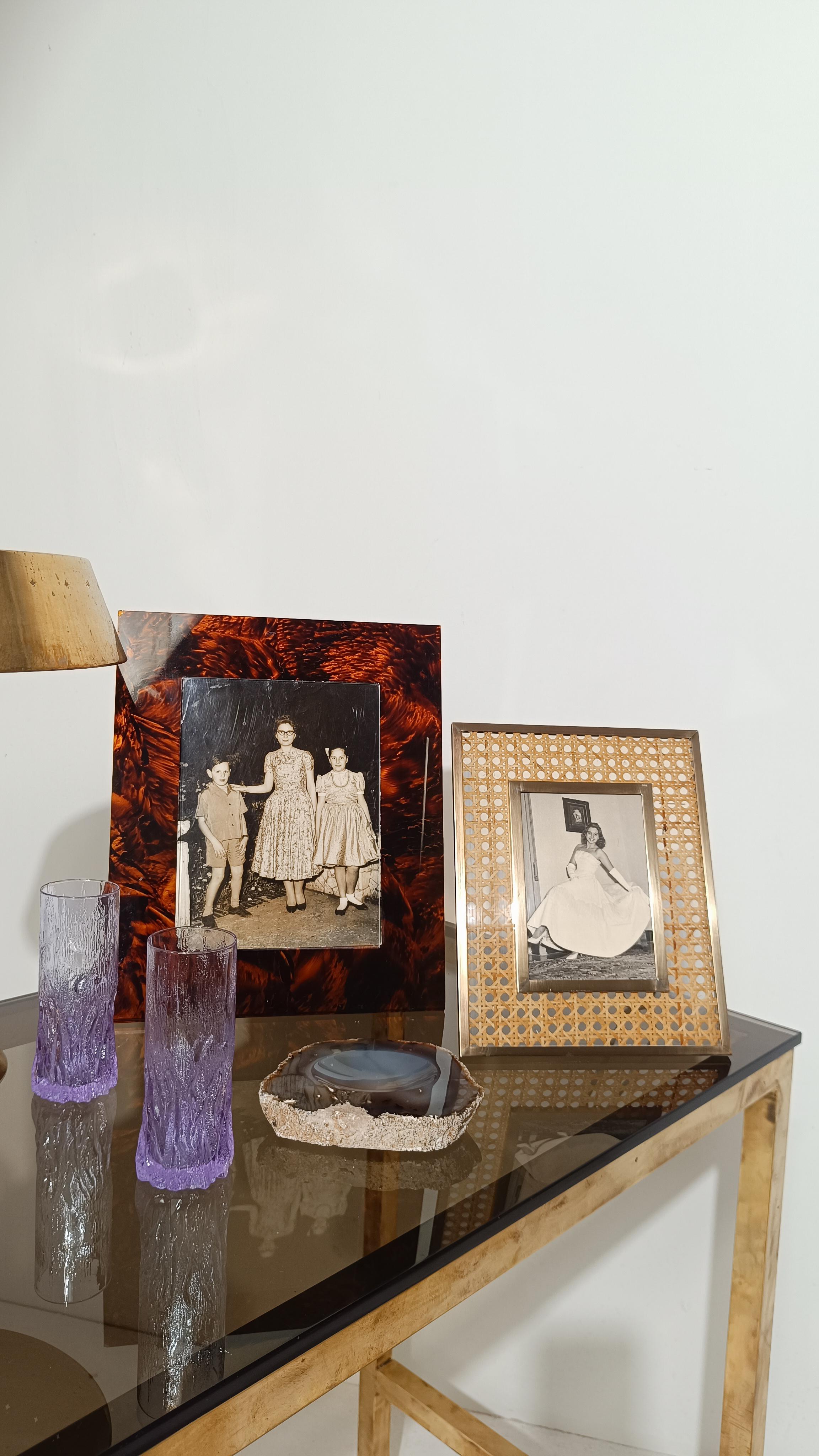 Großer Vintage-Bilderrahmen aus Lucite-Schildkrötenpanzerimitat, Italien, 70er Jahre (Moderne der Mitte des Jahrhunderts) im Angebot