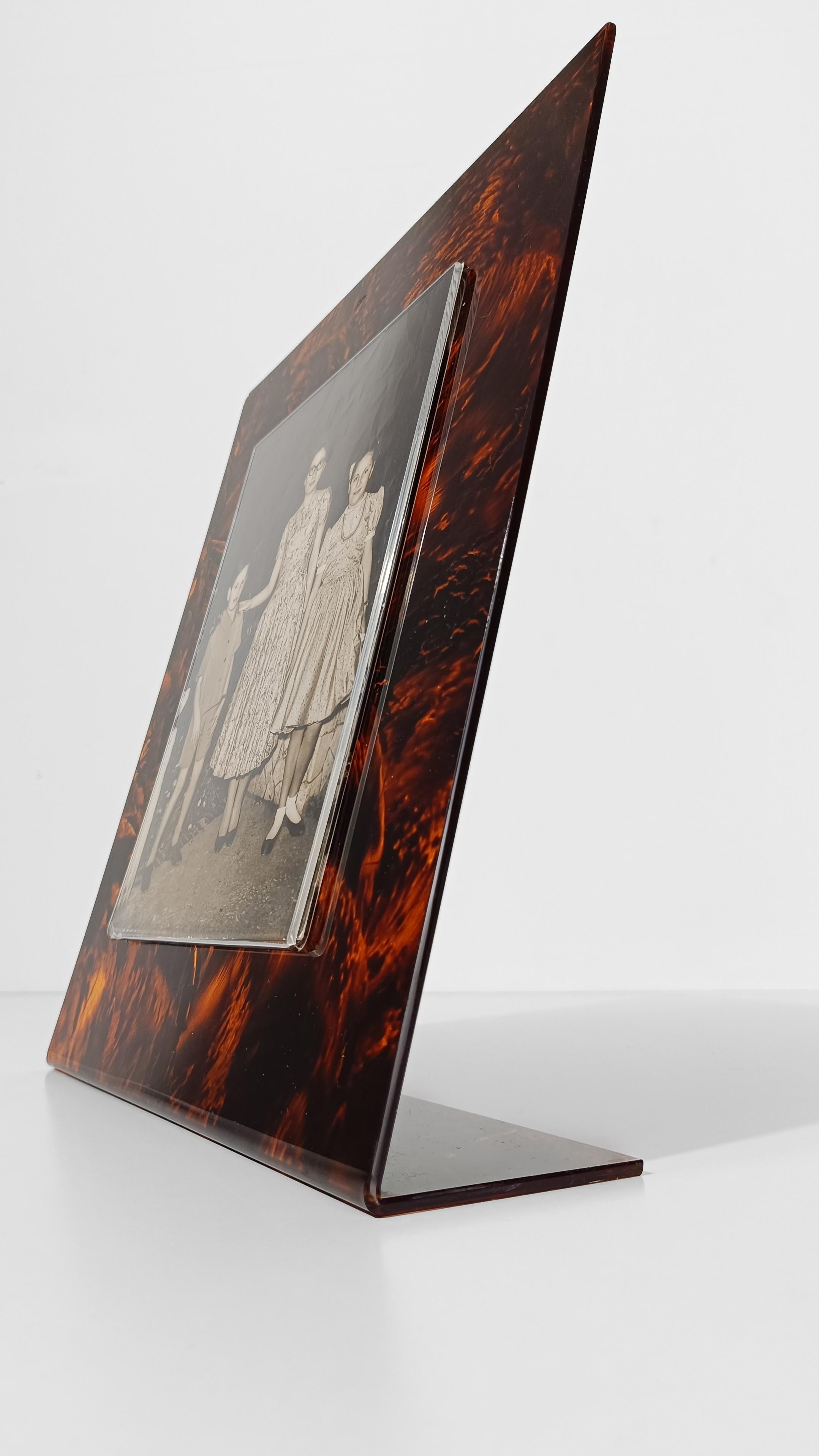 Großer Vintage-Bilderrahmen aus Lucite-Schildkrötenpanzerimitat, Italien, 70er Jahre im Angebot 3