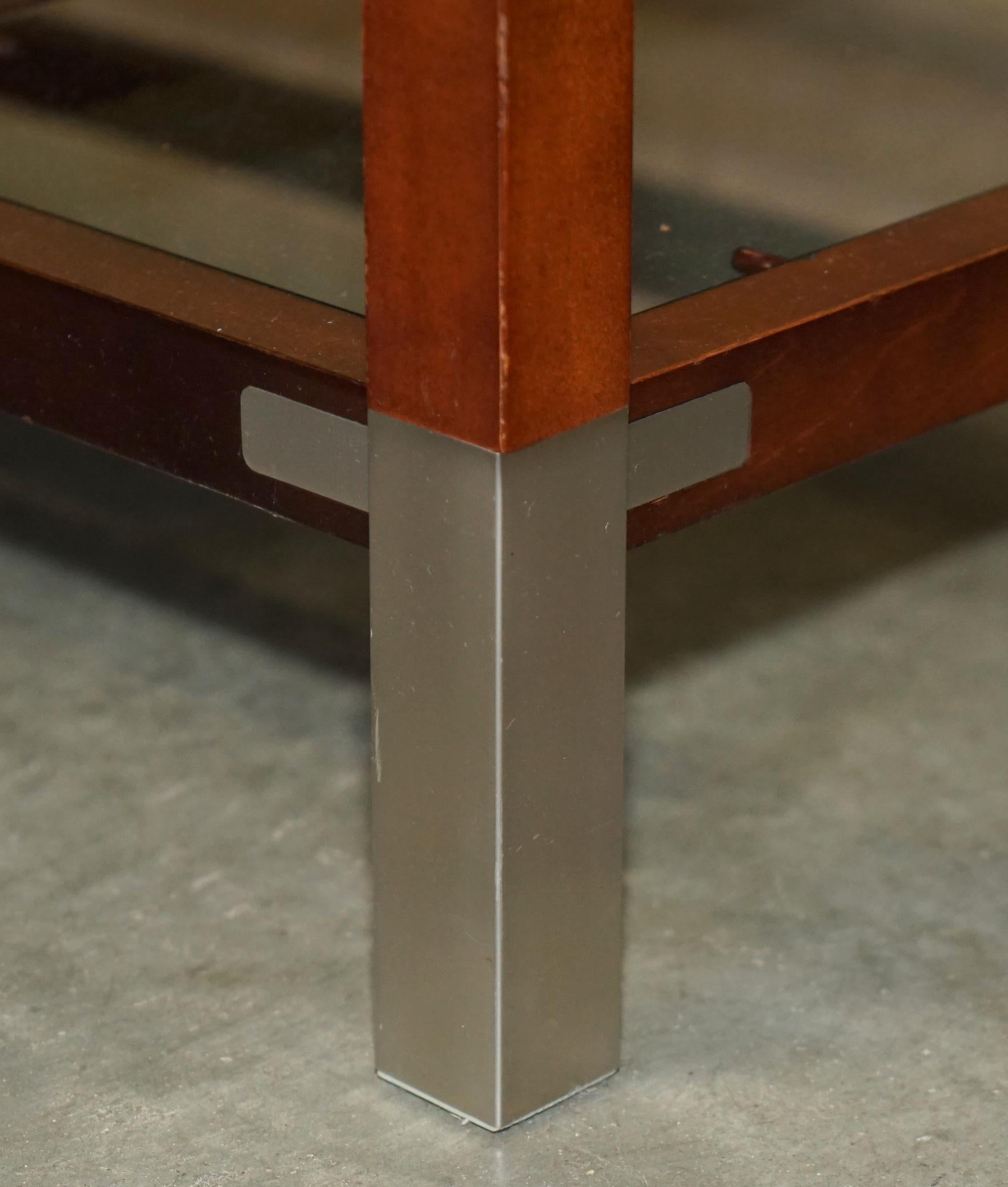SEHR GROSSER VINTAGE PIERRE VANDEL PARIS HARDWOOD PEWTER & GLAS COFFEE TABLE im Zustand „Gut“ im Angebot in West Sussex, Pulborough