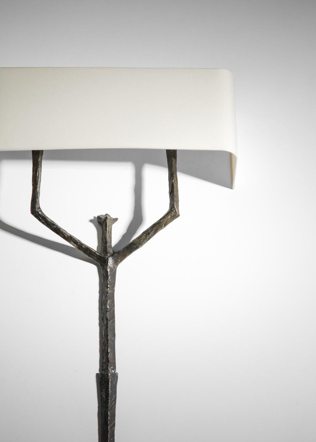 Very large wall lamp by Felix Agostini art deco in bronze Giacometti  - G686 For Sale 5