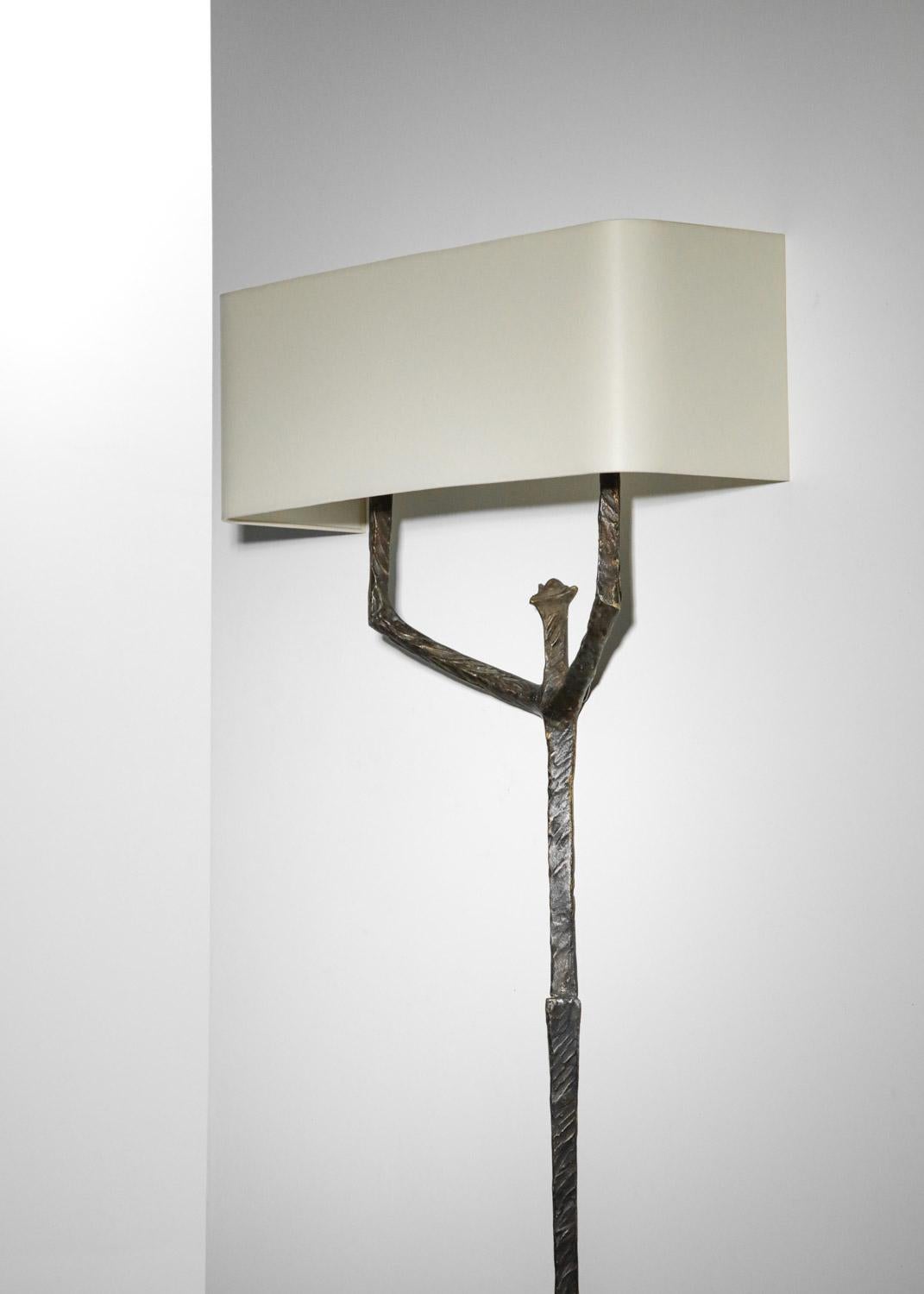 Very large wall lamp by Felix Agostini art deco in bronze Giacometti  - G686 For Sale 9