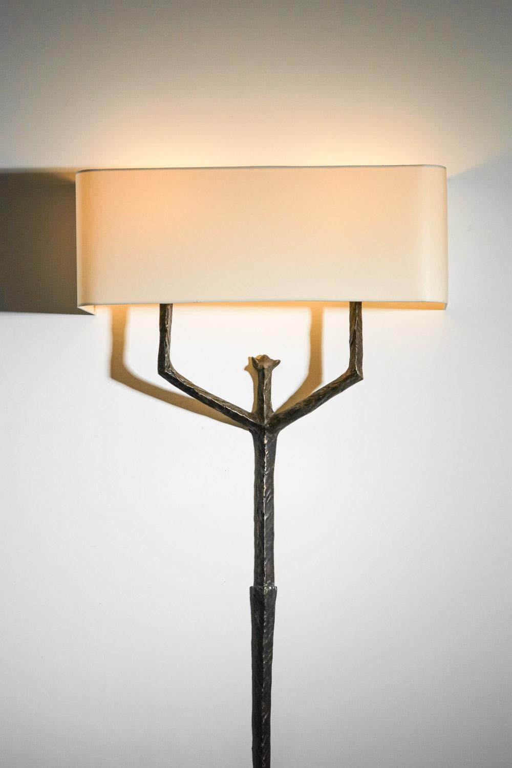 Mid-20th Century Very large wall lamp by Felix Agostini art deco in bronze Giacometti  - G686 For Sale