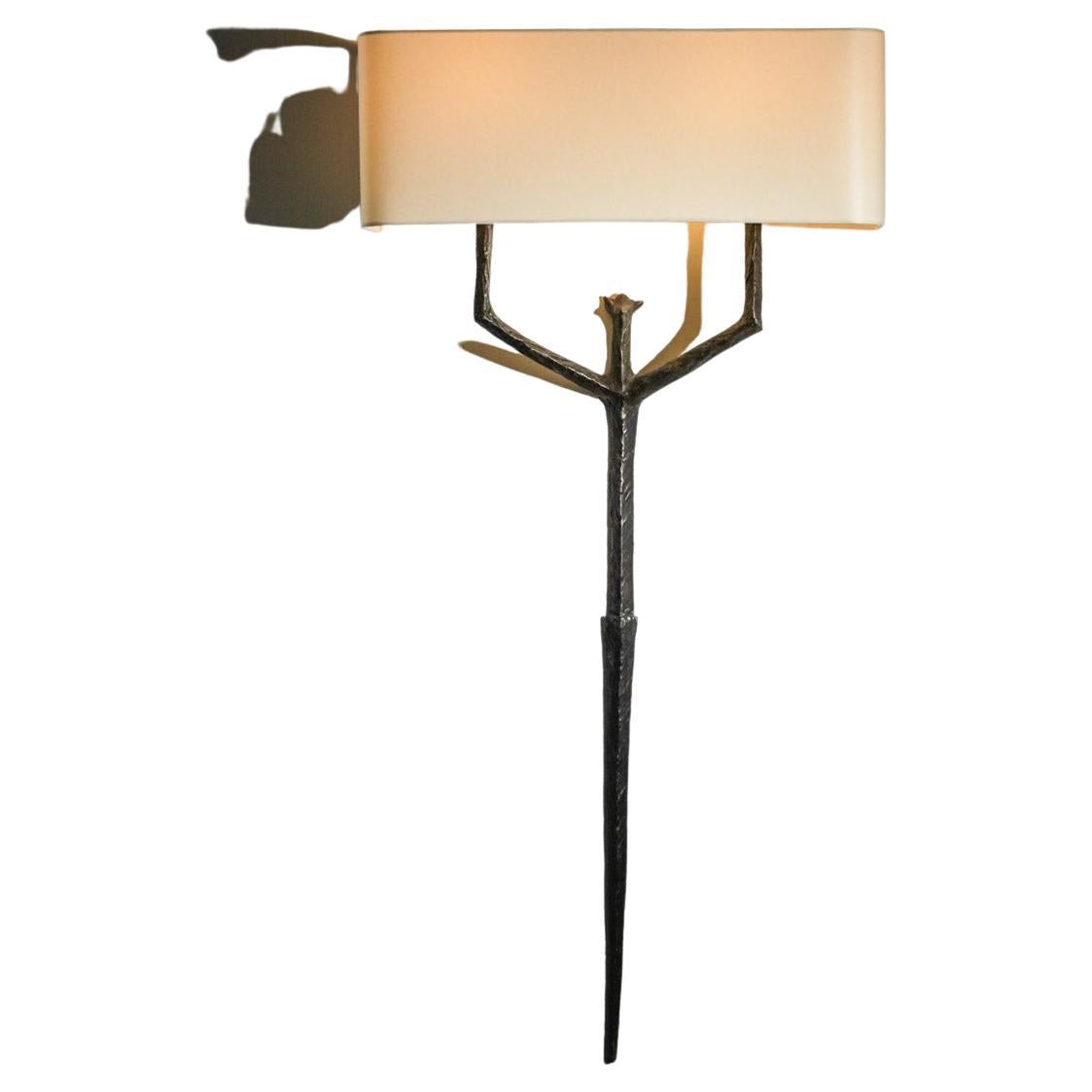 Very large wall lamp by Felix Agostini art deco in bronze Giacometti  - G686 For Sale