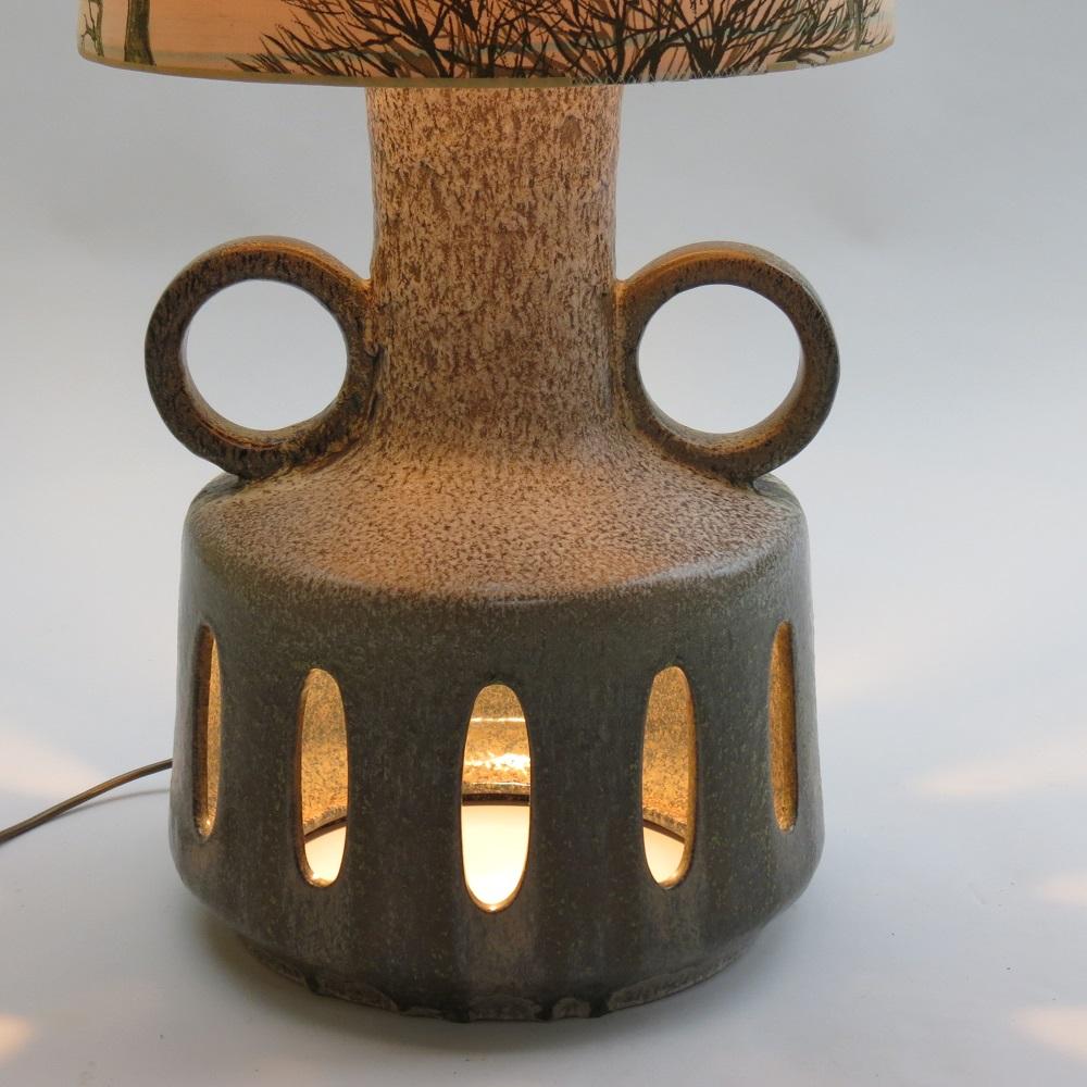 Very Large West German Fat Lava Pottery Twin Bulb Floor Lamp 1970s 2