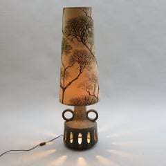 Very Large West German Fat Lava Pottery Twin Bulb Floor Lamp 1970s