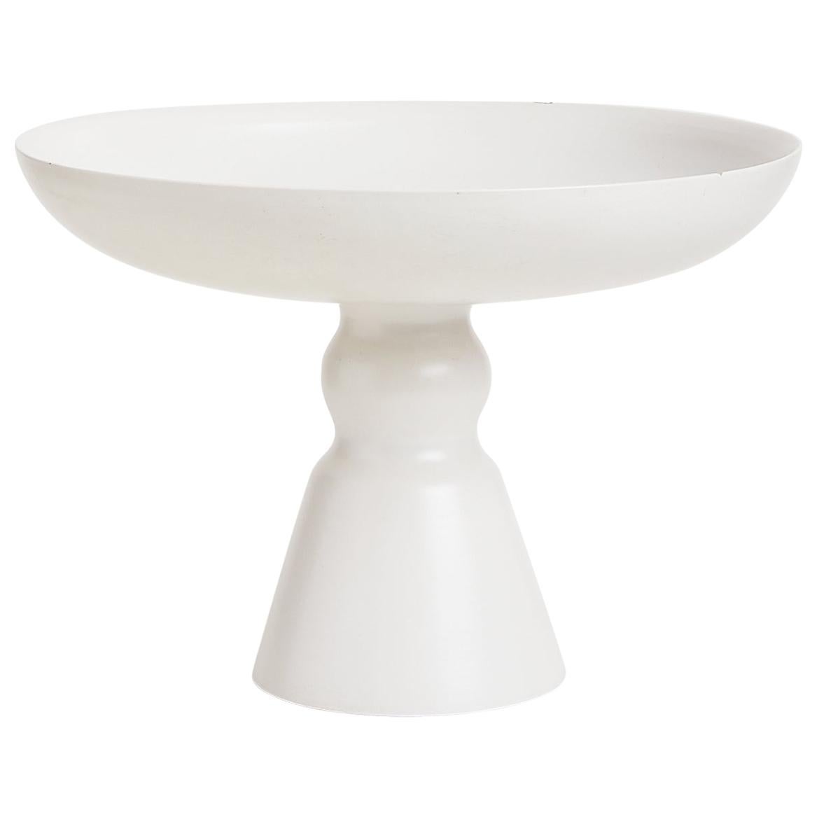 Very Large White Ceramic Bowl on Stand