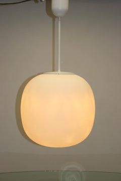 Very Large White Glass Ball Lamp Glashutte Limburg, 1960