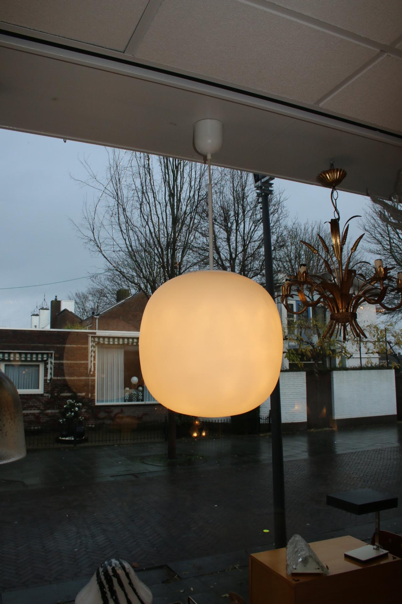 20th Century Very Large White Glass Bulb Lamp Glashutte Limburg, 1960