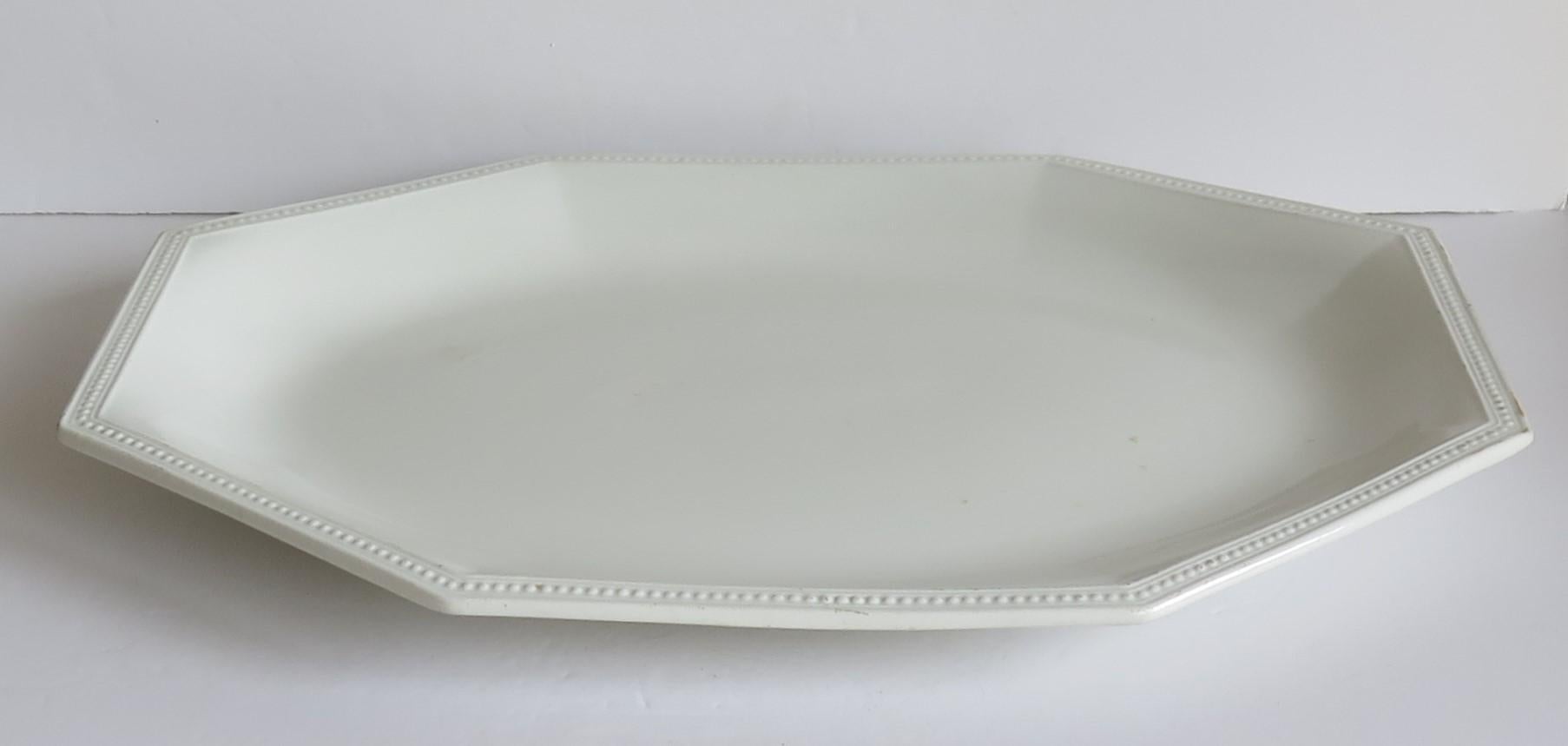 Very Large White Ironstone Platter Octagonal Heritage White, Mid-Century Modern In Good Condition In Lincoln, Lincolnshire