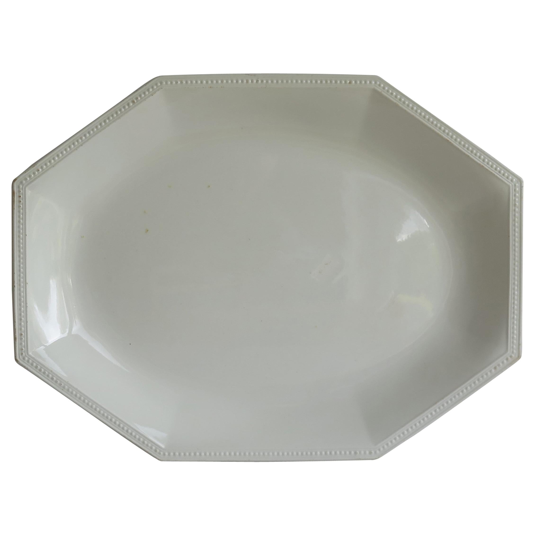 Very Large White Ironstone Platter Octagonal Heritage White, Mid-Century Modern