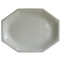 Vintage Very Large White Ironstone Platter Octagonal Heritage White, Mid-Century Modern