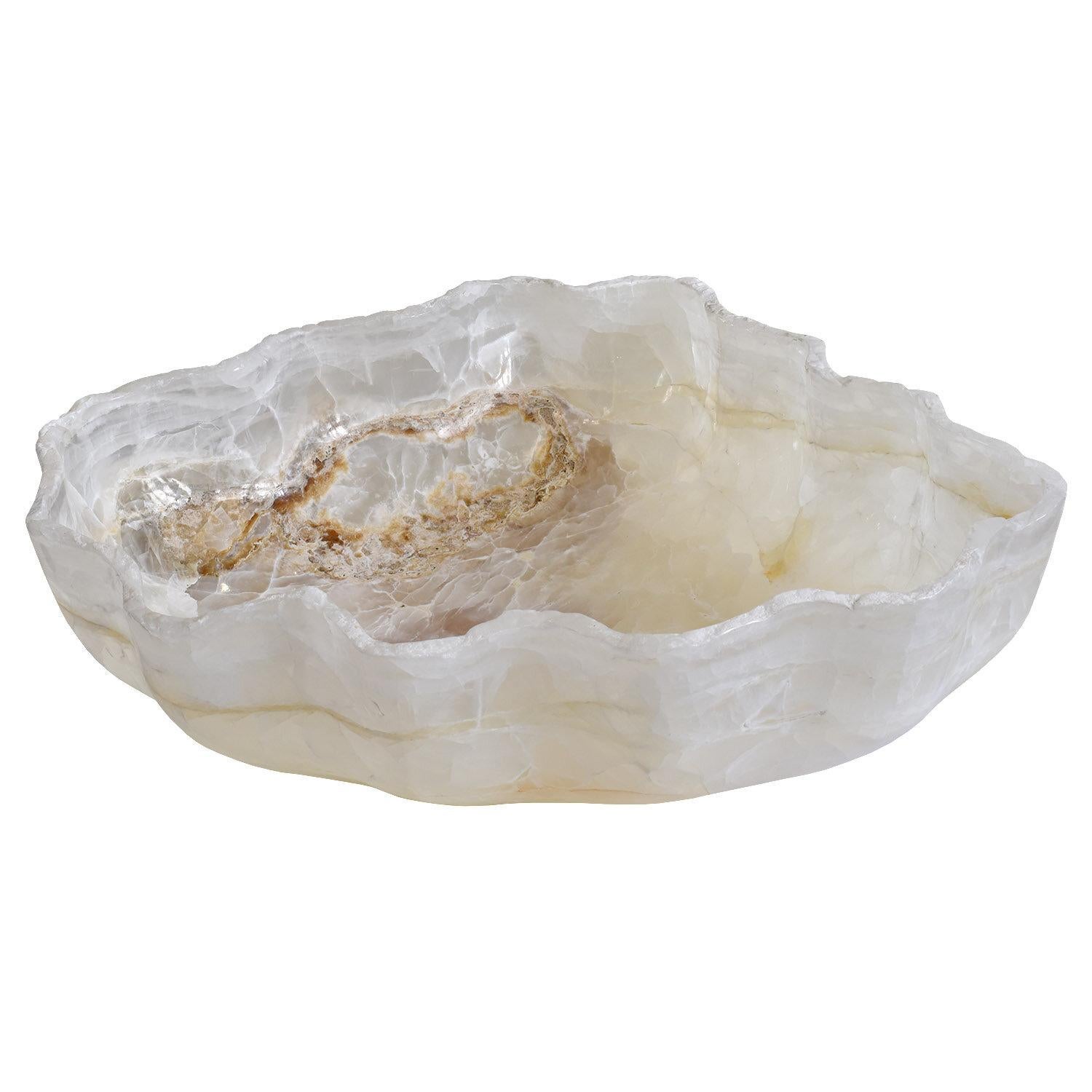 Other Very Large White Onyx Deep Bowl, One of a Kind For Sale
