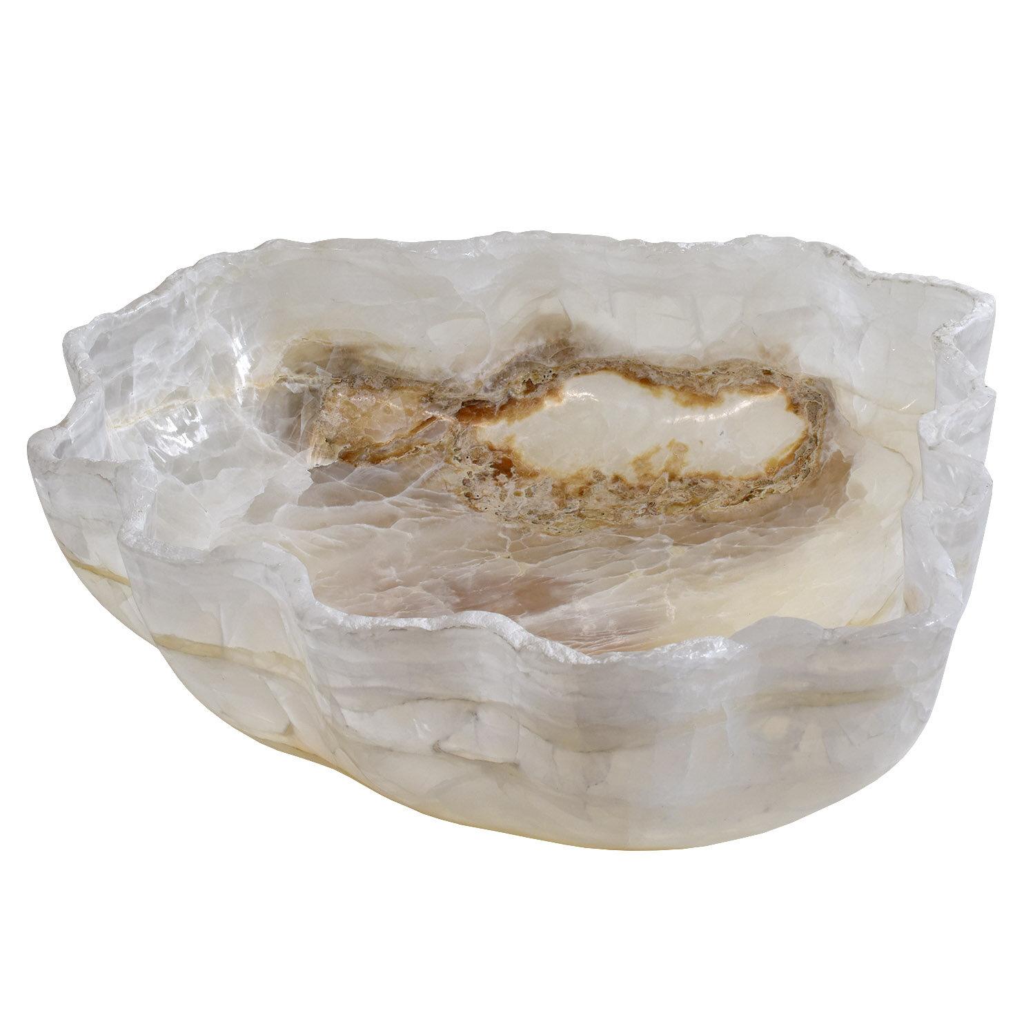 Mexican Very Large White Onyx Deep Bowl, One of a Kind For Sale