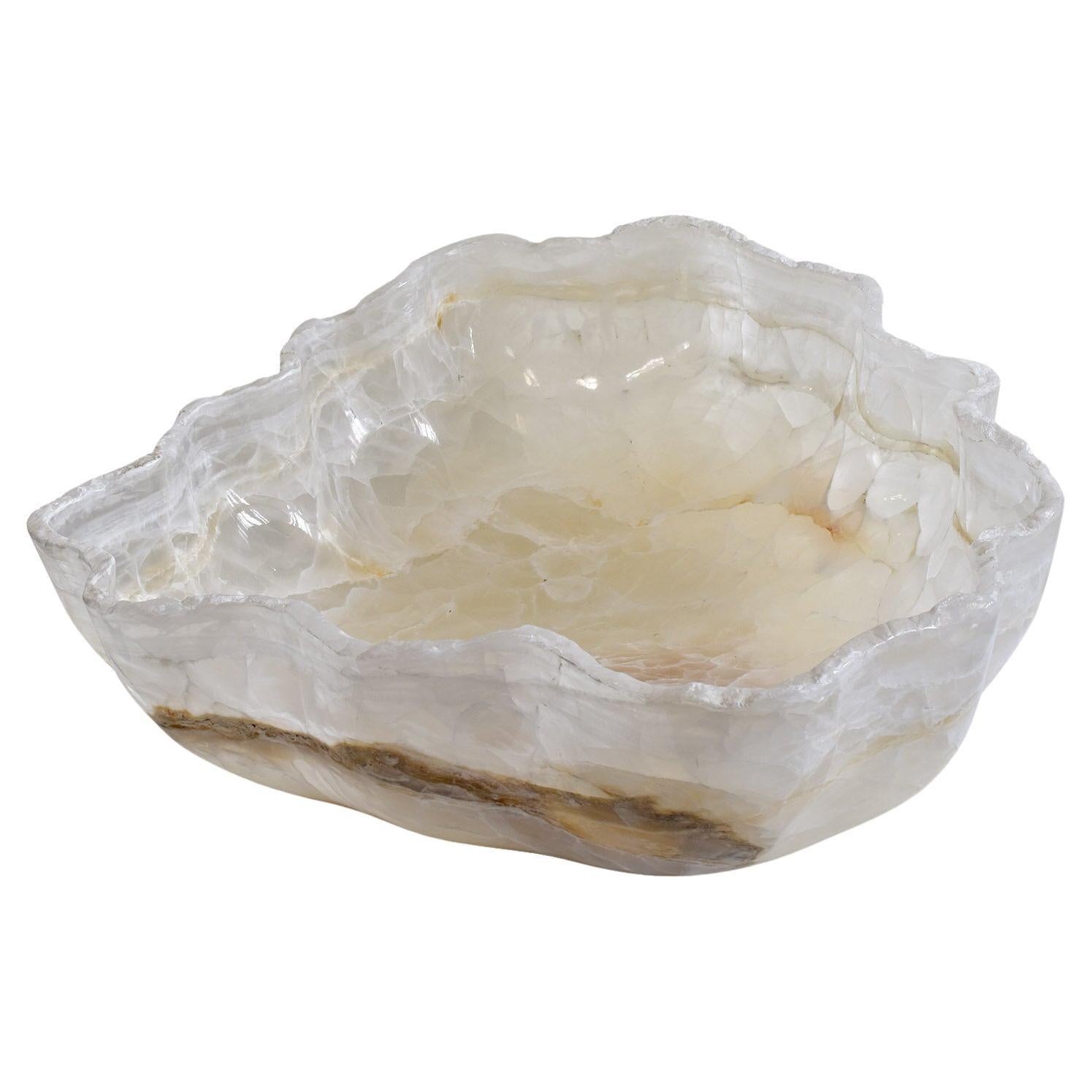 Very Large White Onyx Deep Bowl, One of a Kind For Sale