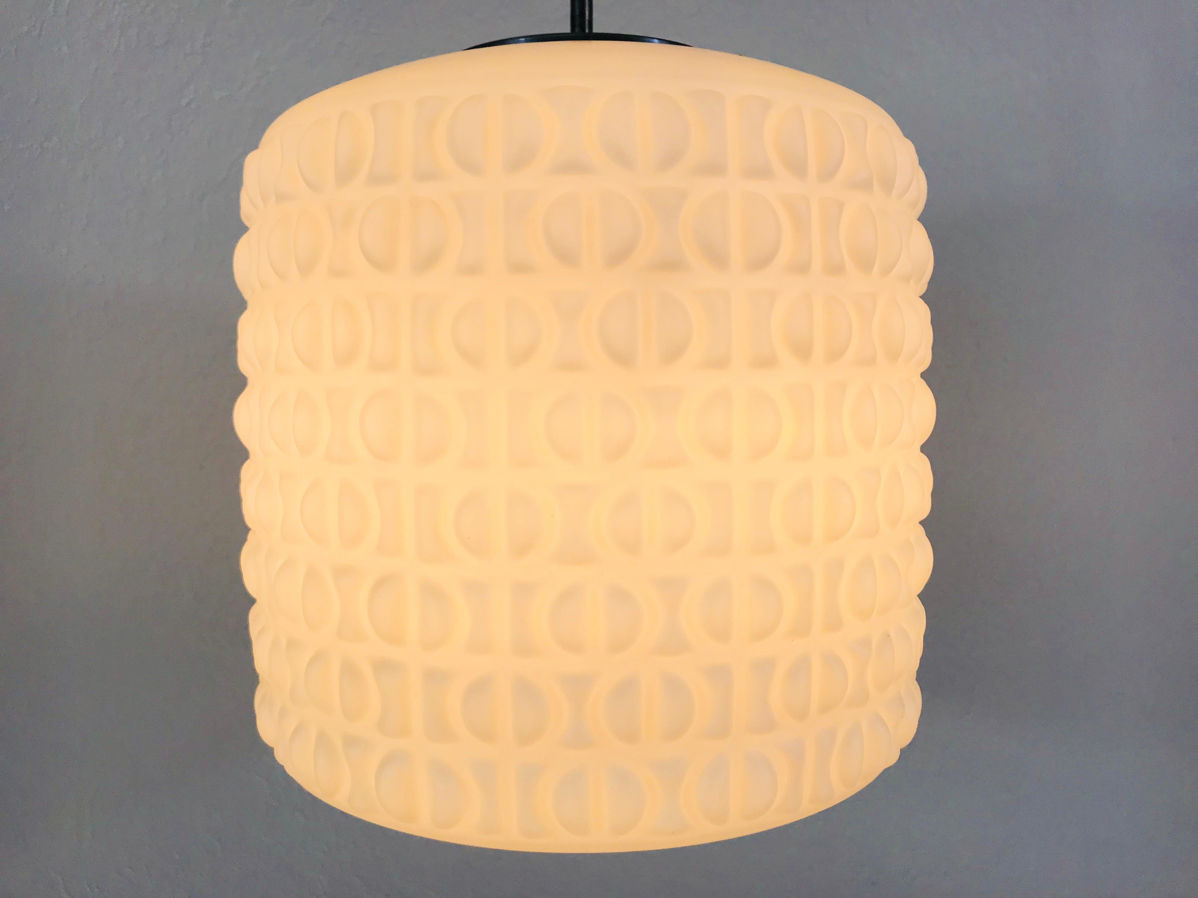 Mid-Century Modern Very Large White Opal Hanging Lamp by Peill and Putzler, 1970s, Germany For Sale