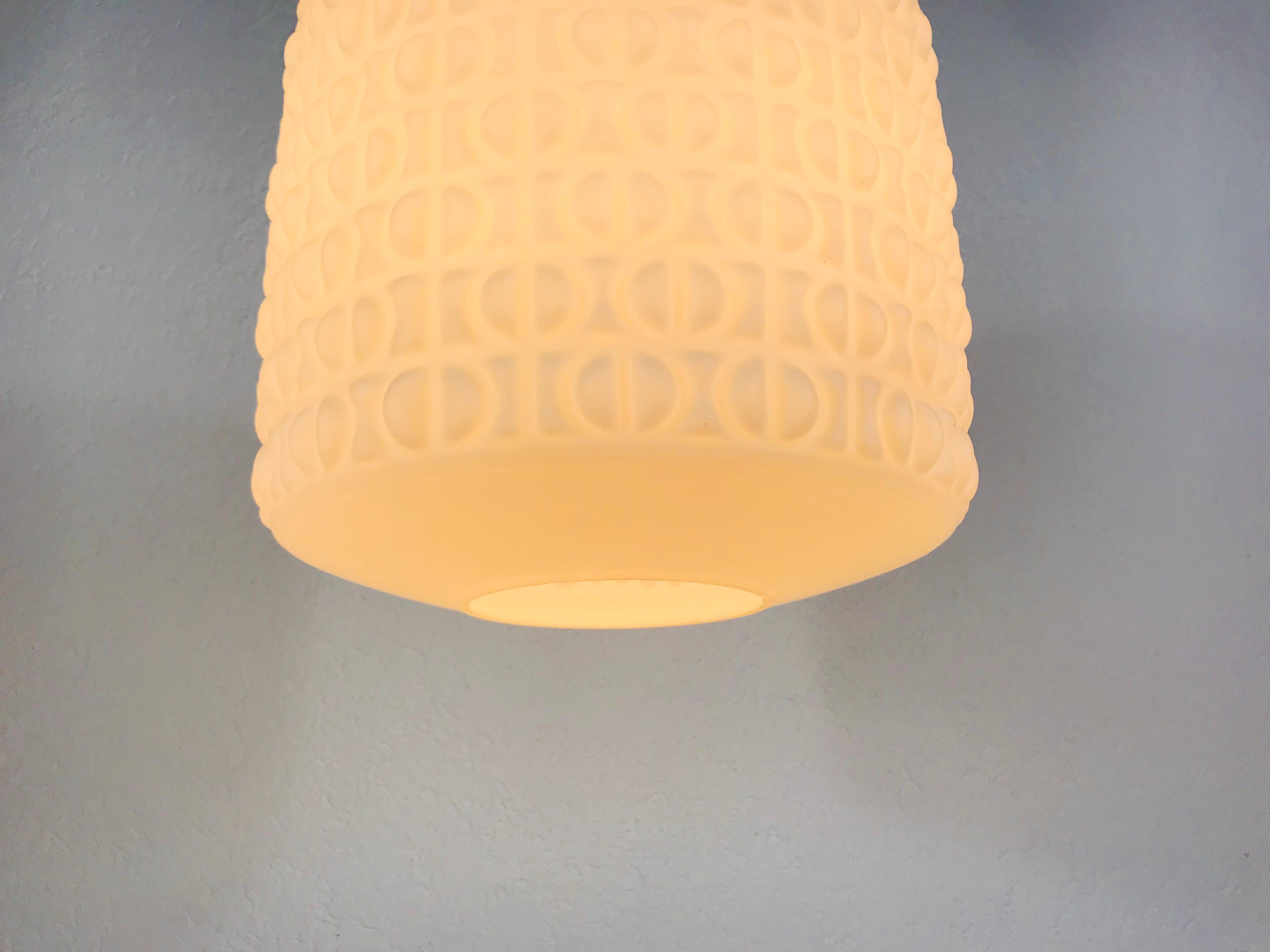 Very Large White Opal Hanging Lamp by Peill and Putzler, 1970s, Germany In Good Condition For Sale In Hagenbach, DE
