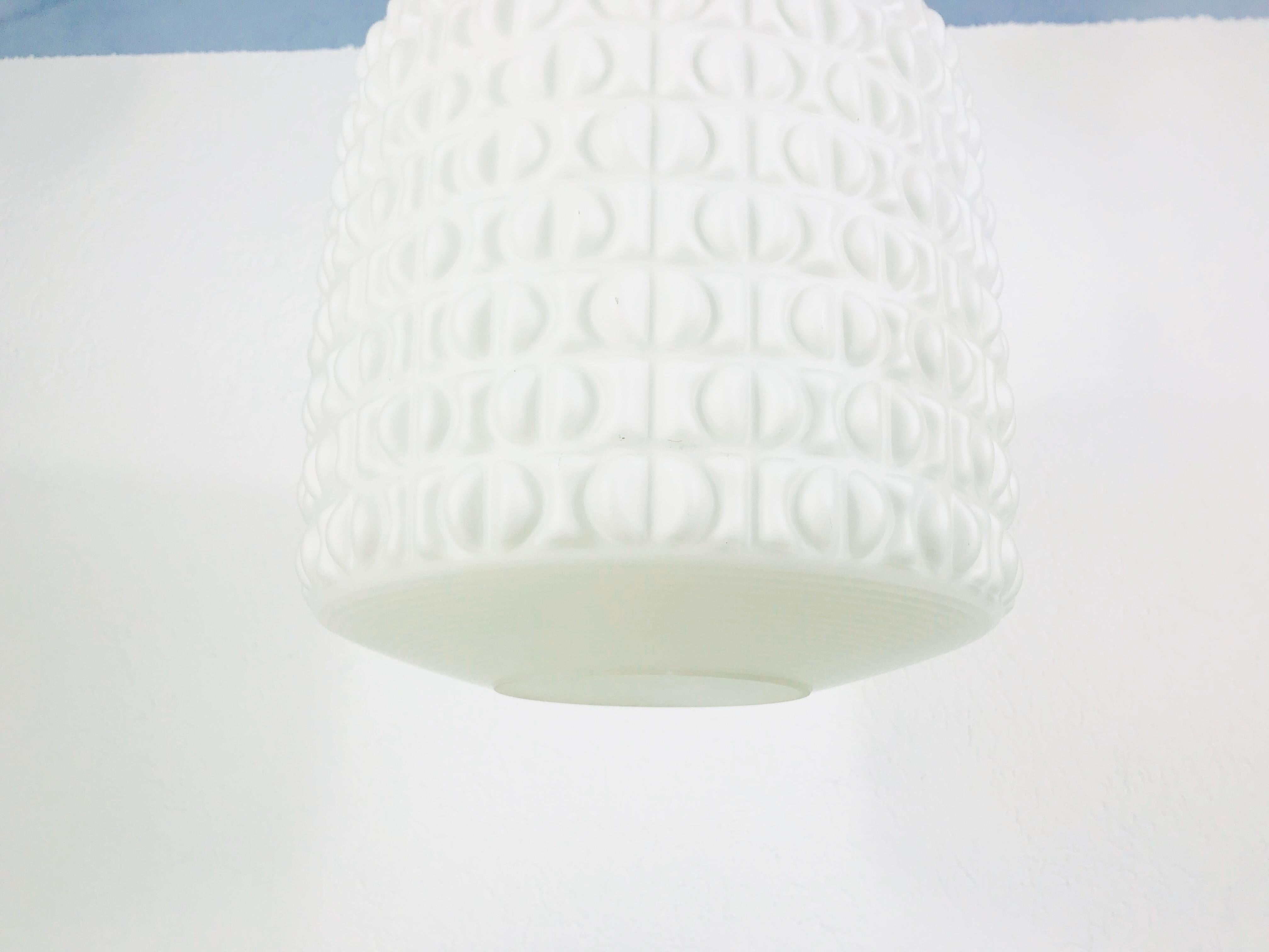 Very Large White Opal Hanging Lamp by Peill and Putzler, 1970s, Germany For Sale 1