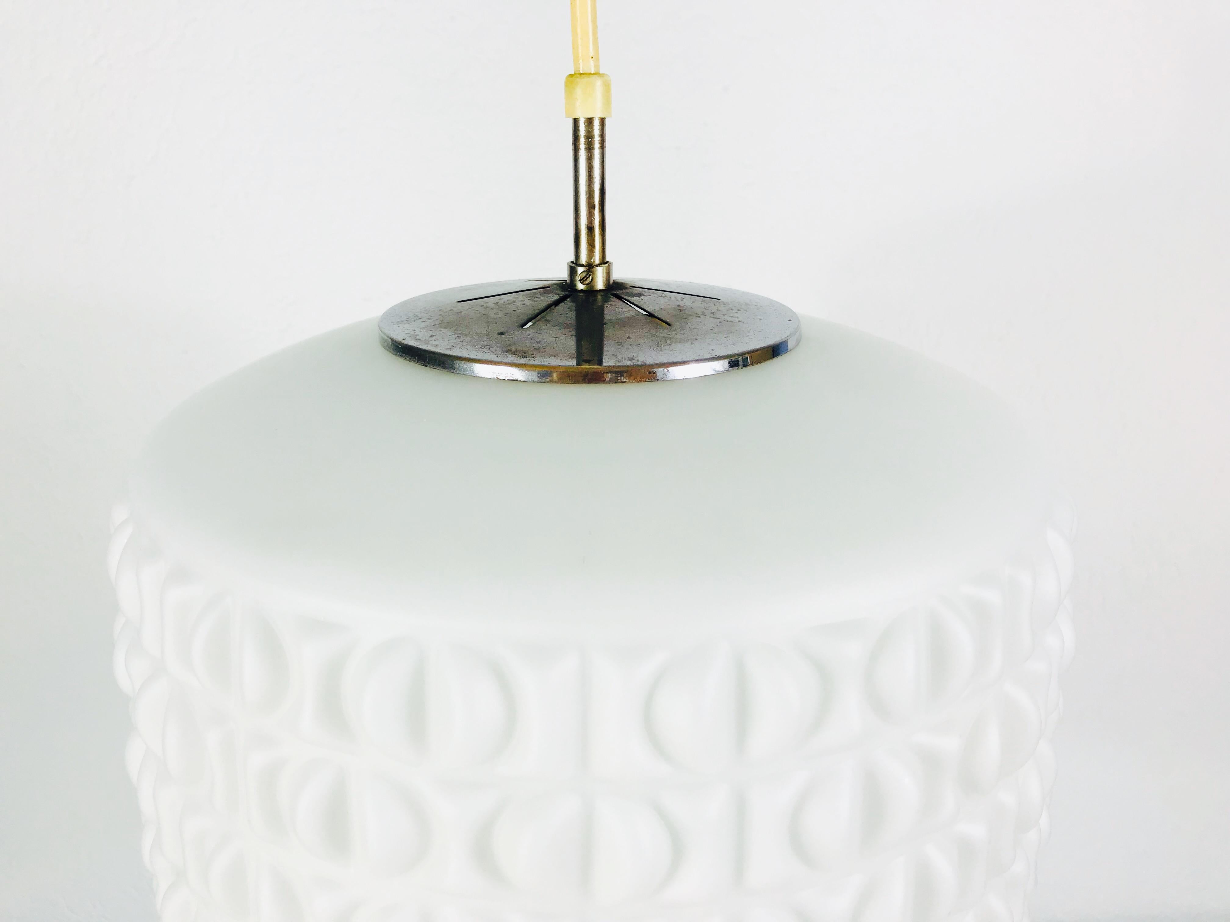Very Large White Opal Hanging Lamp by Peill and Putzler, 1970s, Germany For Sale 2