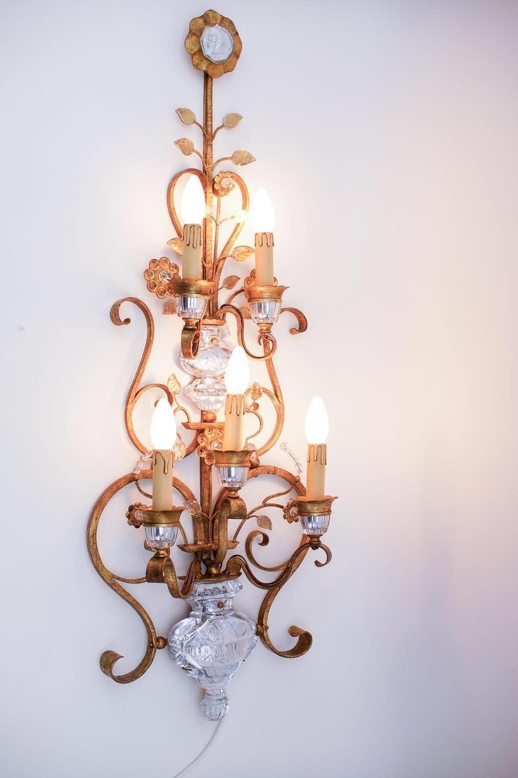 Proudly 110cm high and 40cm wide. Heavy very good quality. Very good condition. See pictures. 

The lamp is executed with five E14 Edison screw fit bulbs. It is in working condition. It runs both on 110 / 230 volt.
    