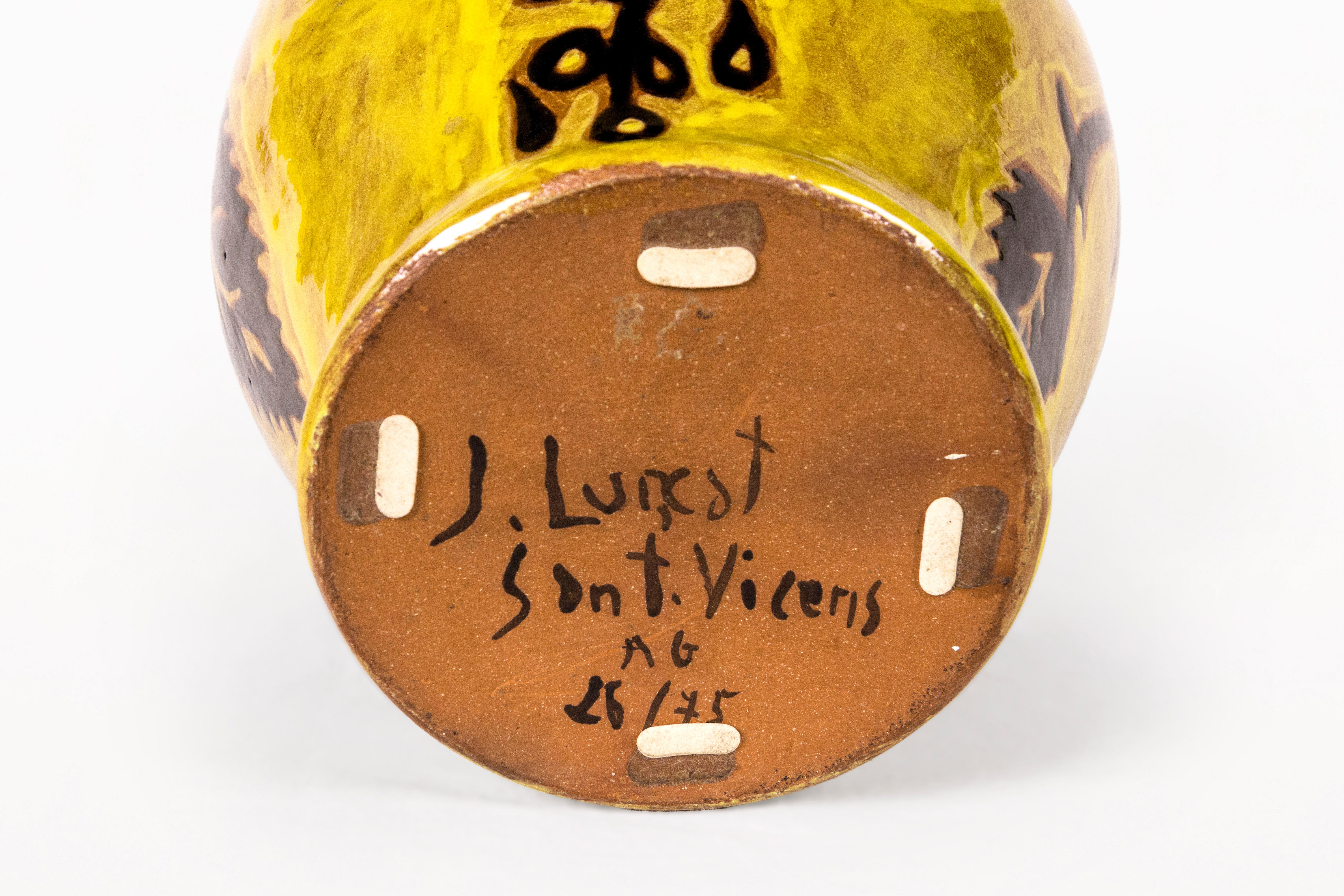 Very Large Yellow Vase by Jean Lurçat for Sant Vincens, circa 1950, France For Sale 2