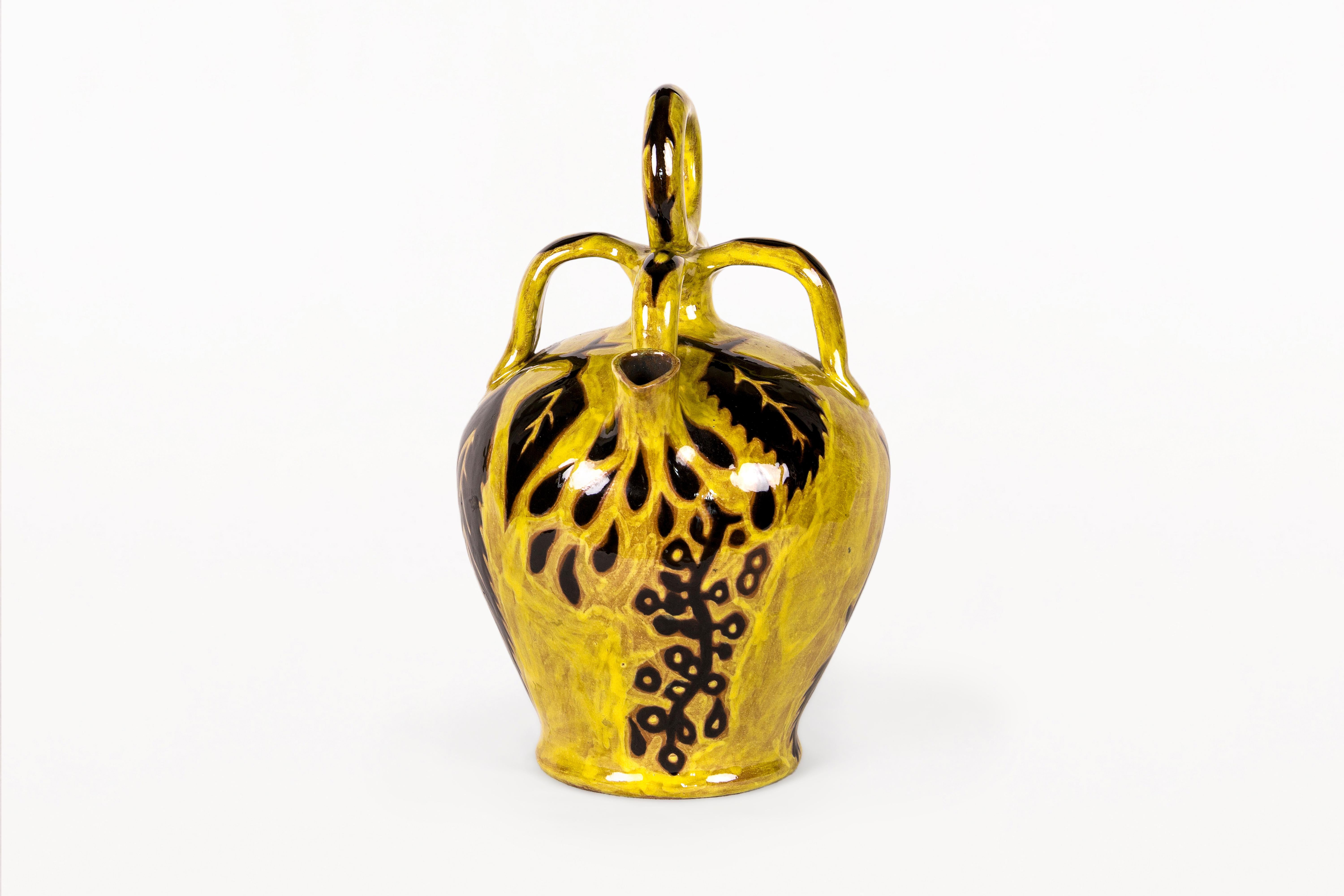 Mid-Century Modern Very Large Yellow Vase by Jean Lurçat for Sant Vincens, circa 1950, France For Sale
