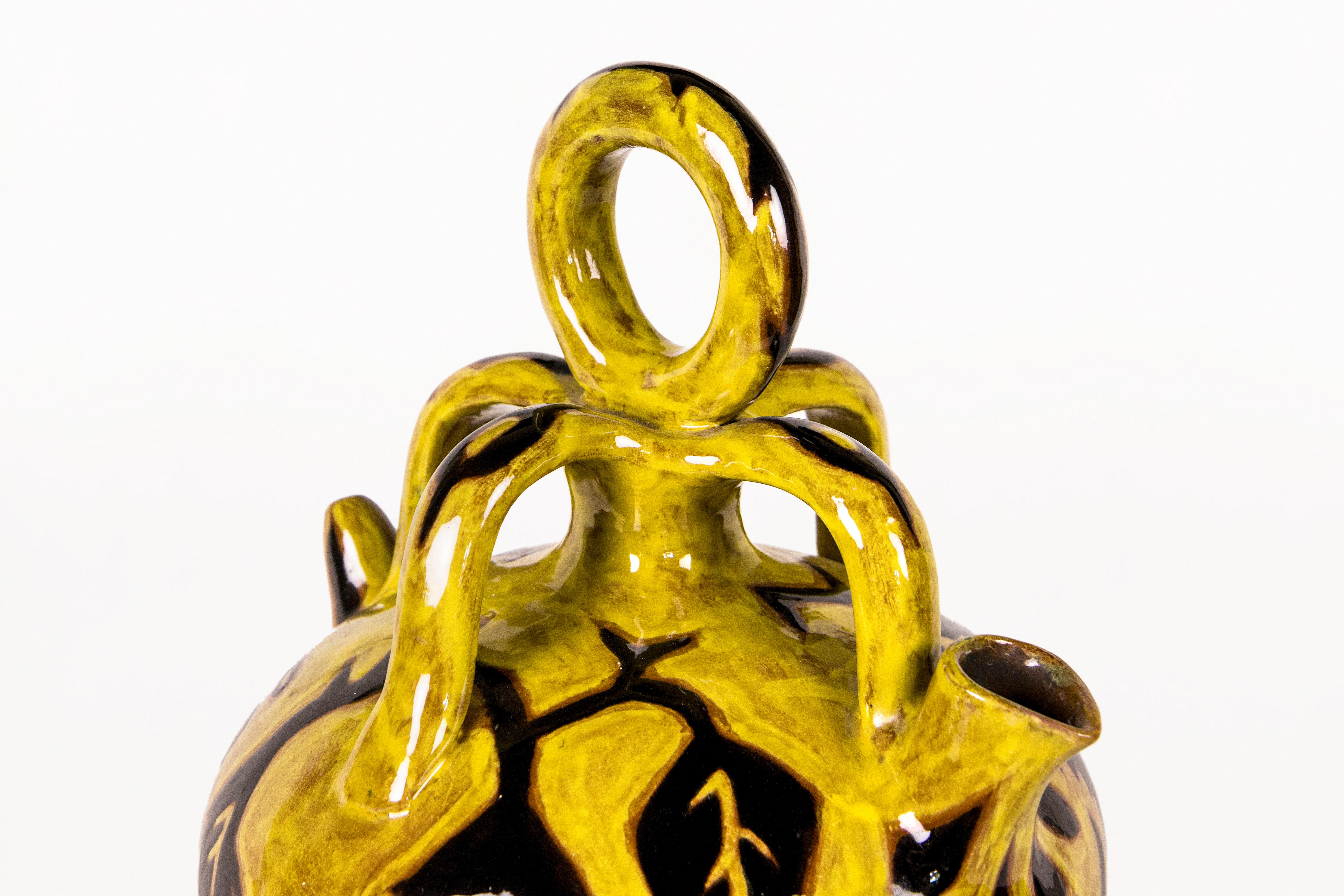20th Century Very Large Yellow Vase by Jean Lurçat for Sant Vincens, circa 1950, France For Sale
