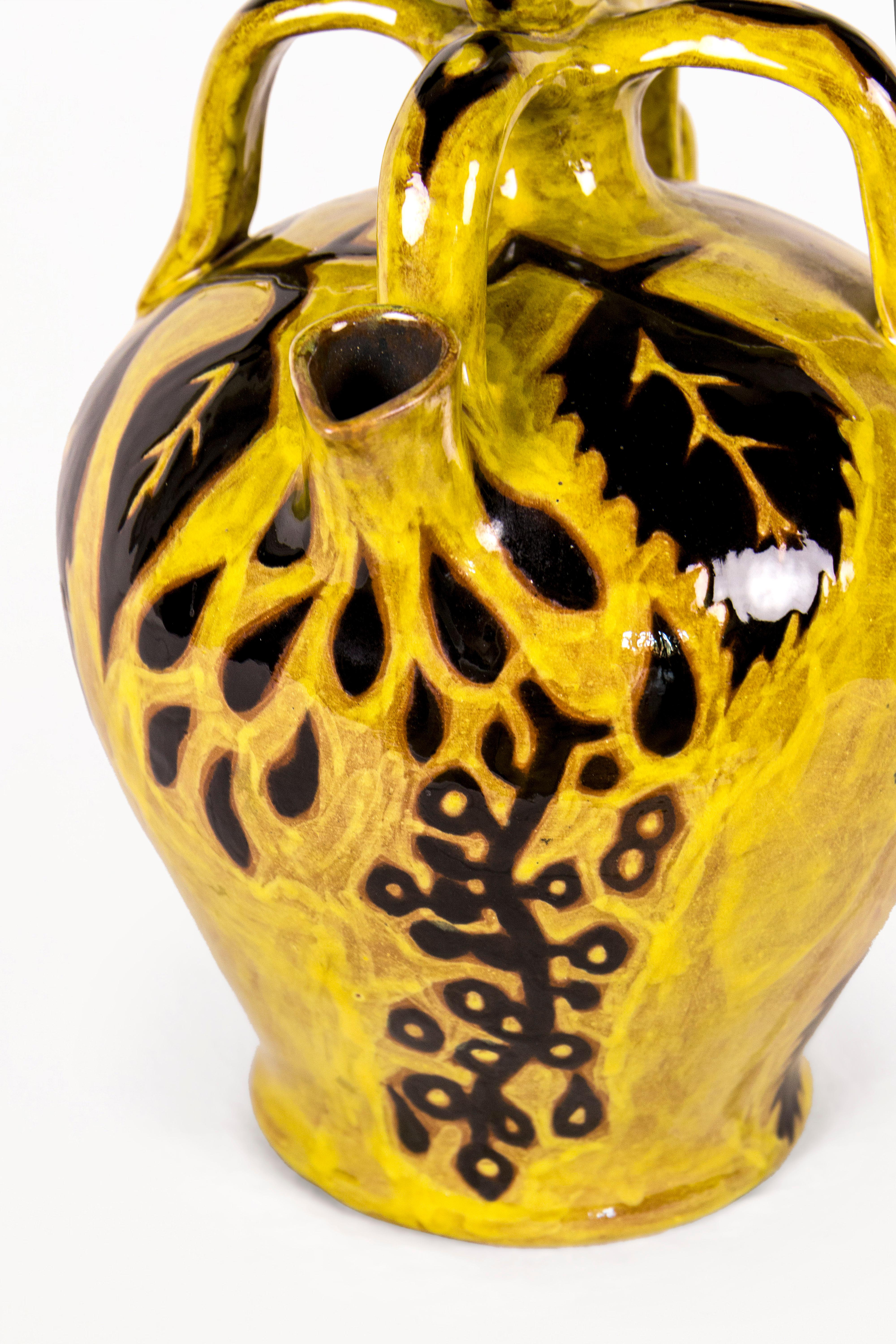 Very Large Yellow Vase by Jean Lurçat for Sant Vincens, circa 1950, France For Sale 1