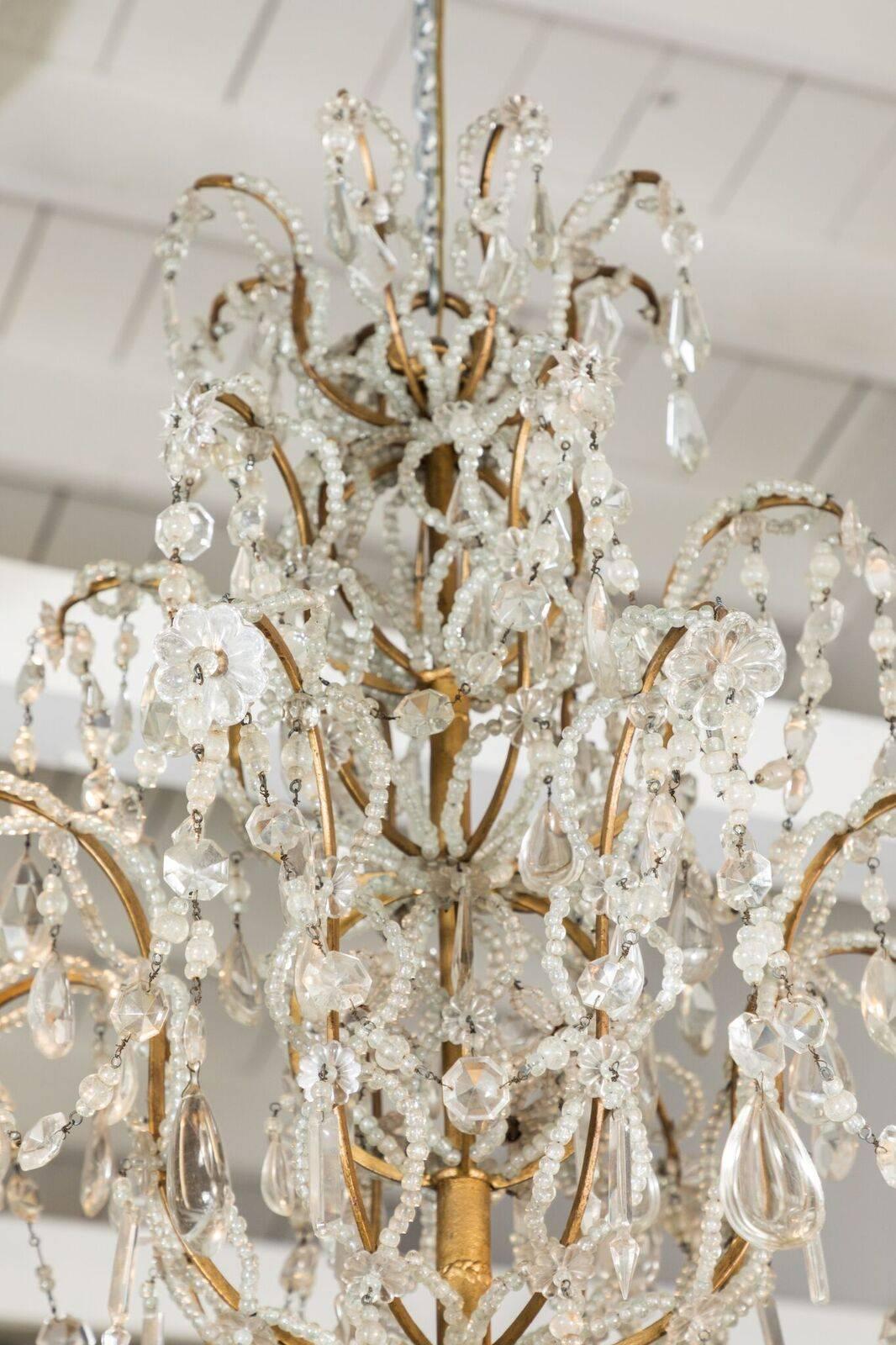 Gilt Very Large 19th Century Crystal Chandelier