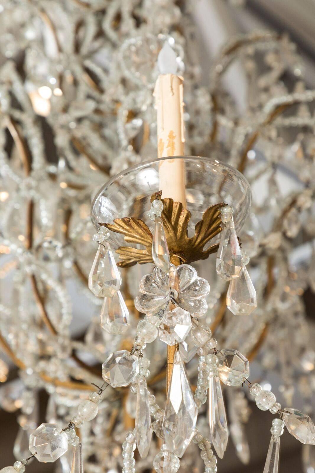Bronze Very Large 19th Century Crystal Chandelier