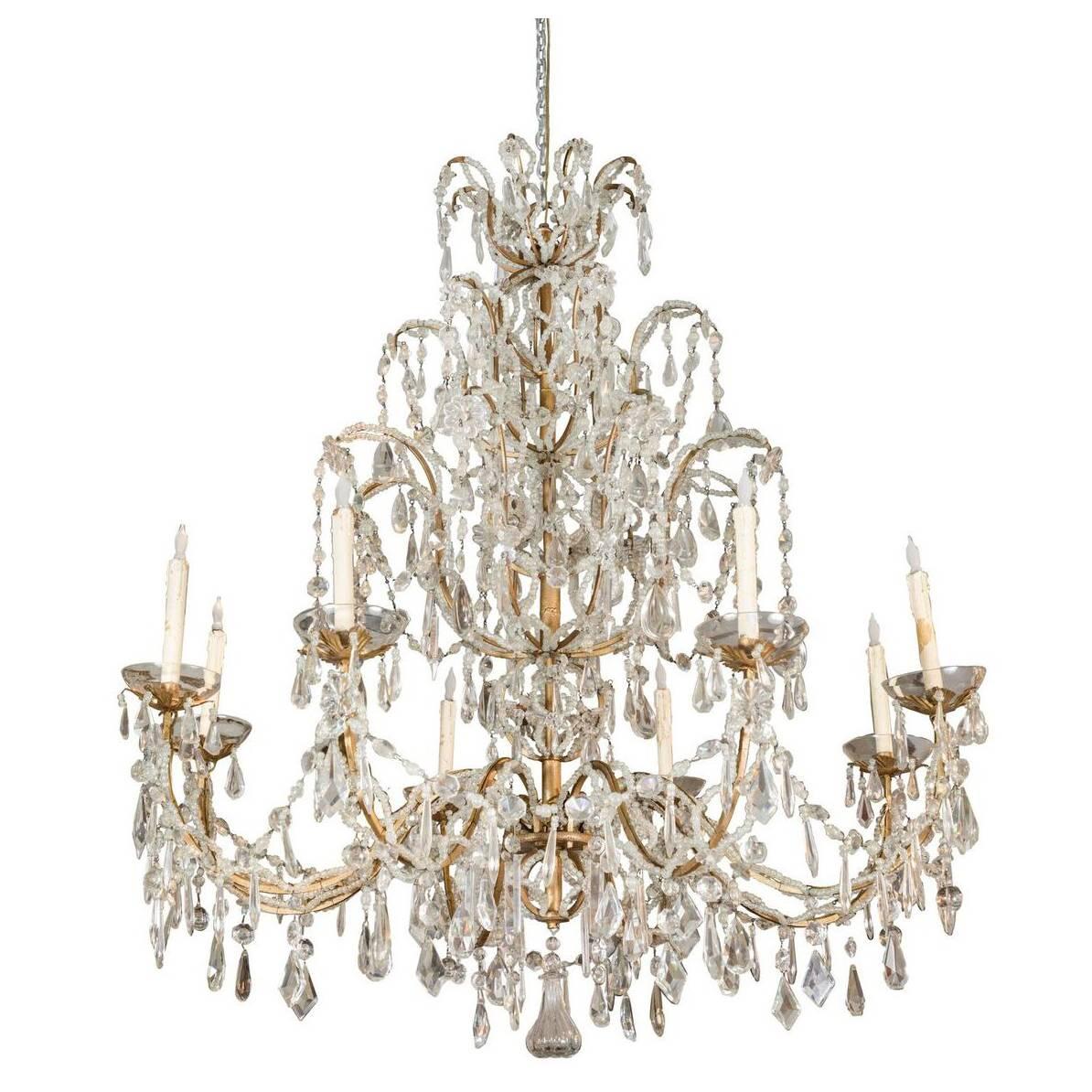 Very Large 19th Century Crystal Chandelier