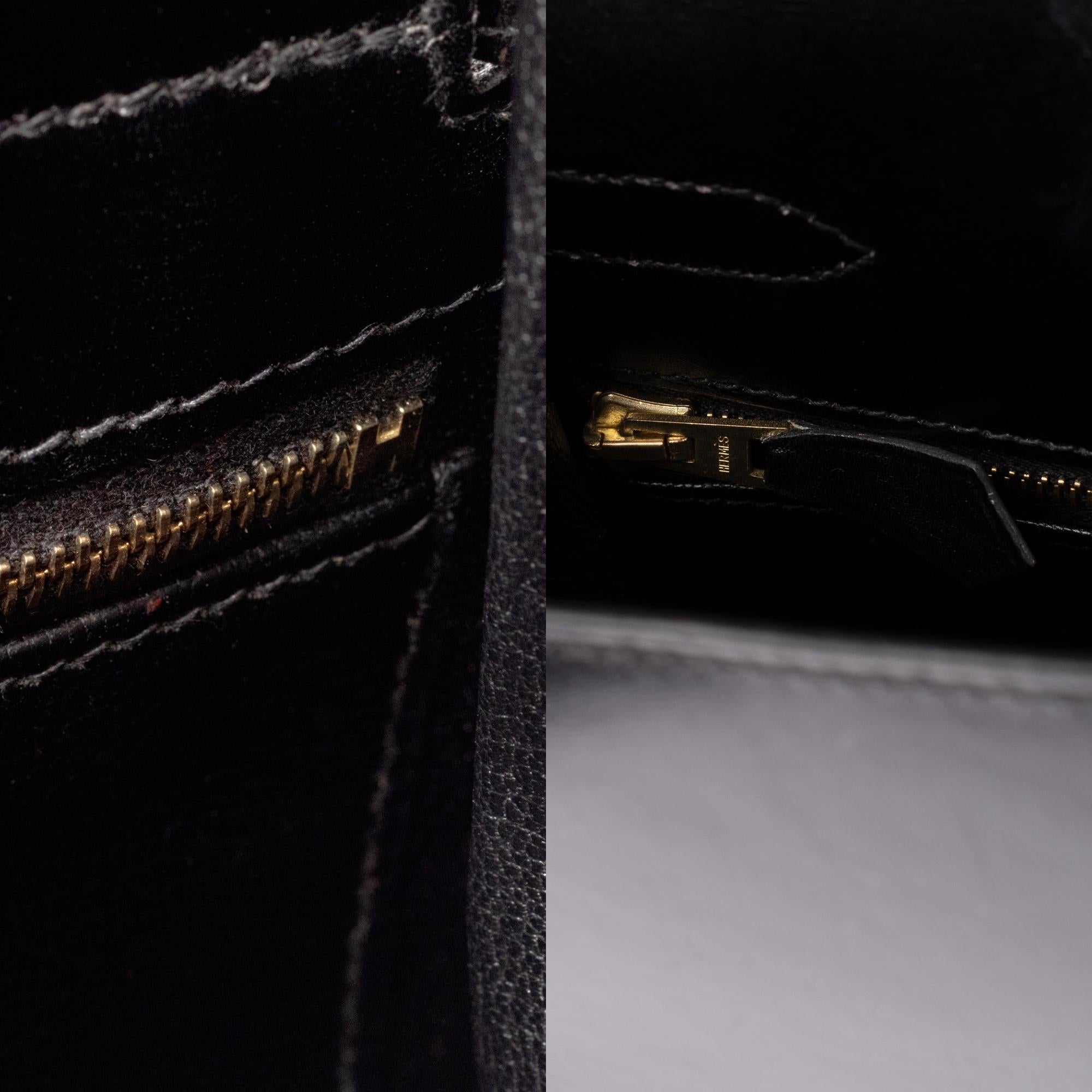 Very limited Handbag Hermès Kelly sellier 32 with strap in black calfskin, GHW! 4