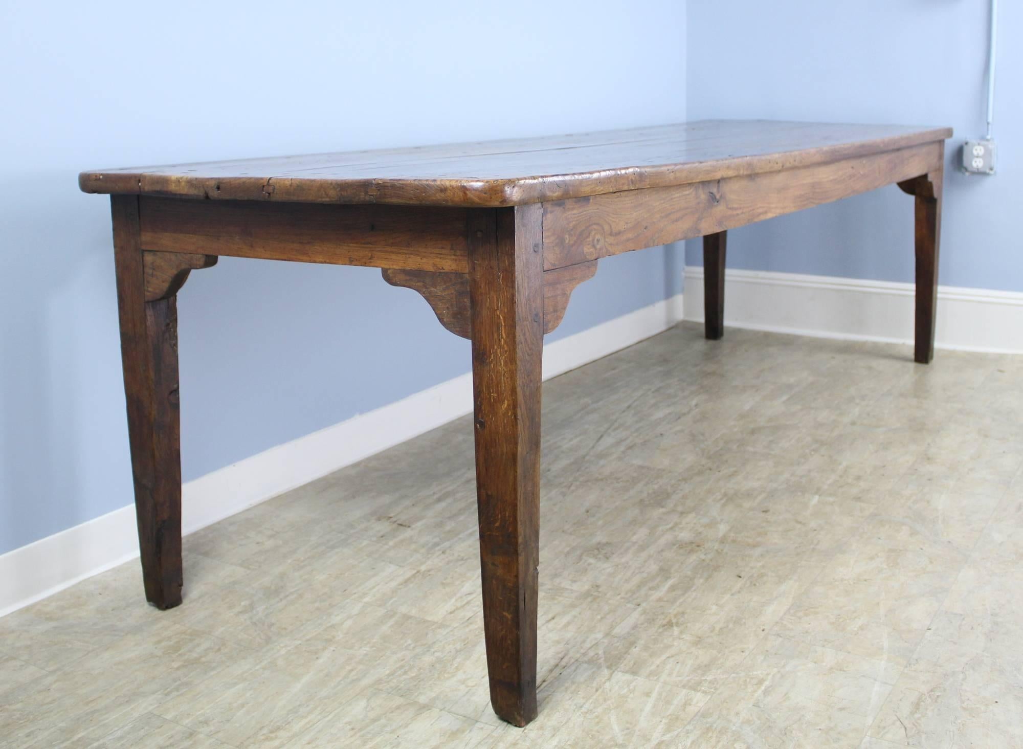 French Very Long Antique Elm Farm Table