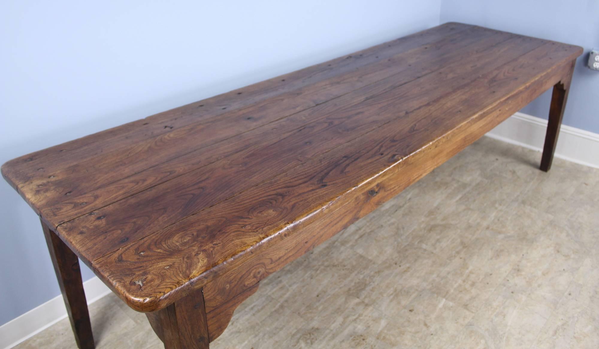 Very Long Antique Elm Farm Table In Good Condition In Port Chester, NY