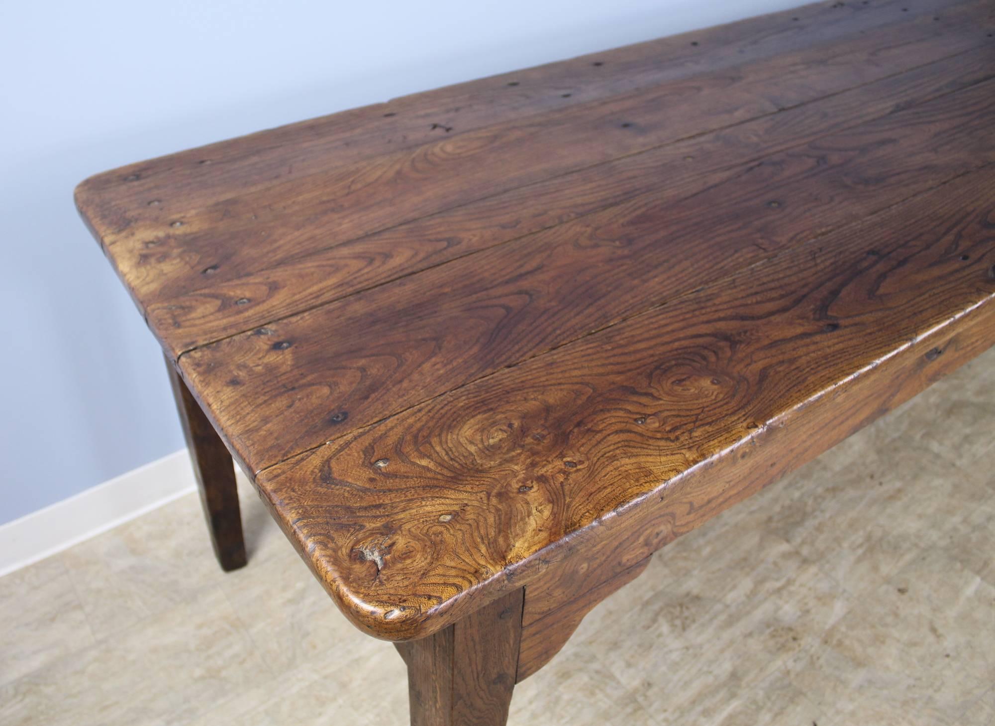 19th Century Very Long Antique Elm Farm Table