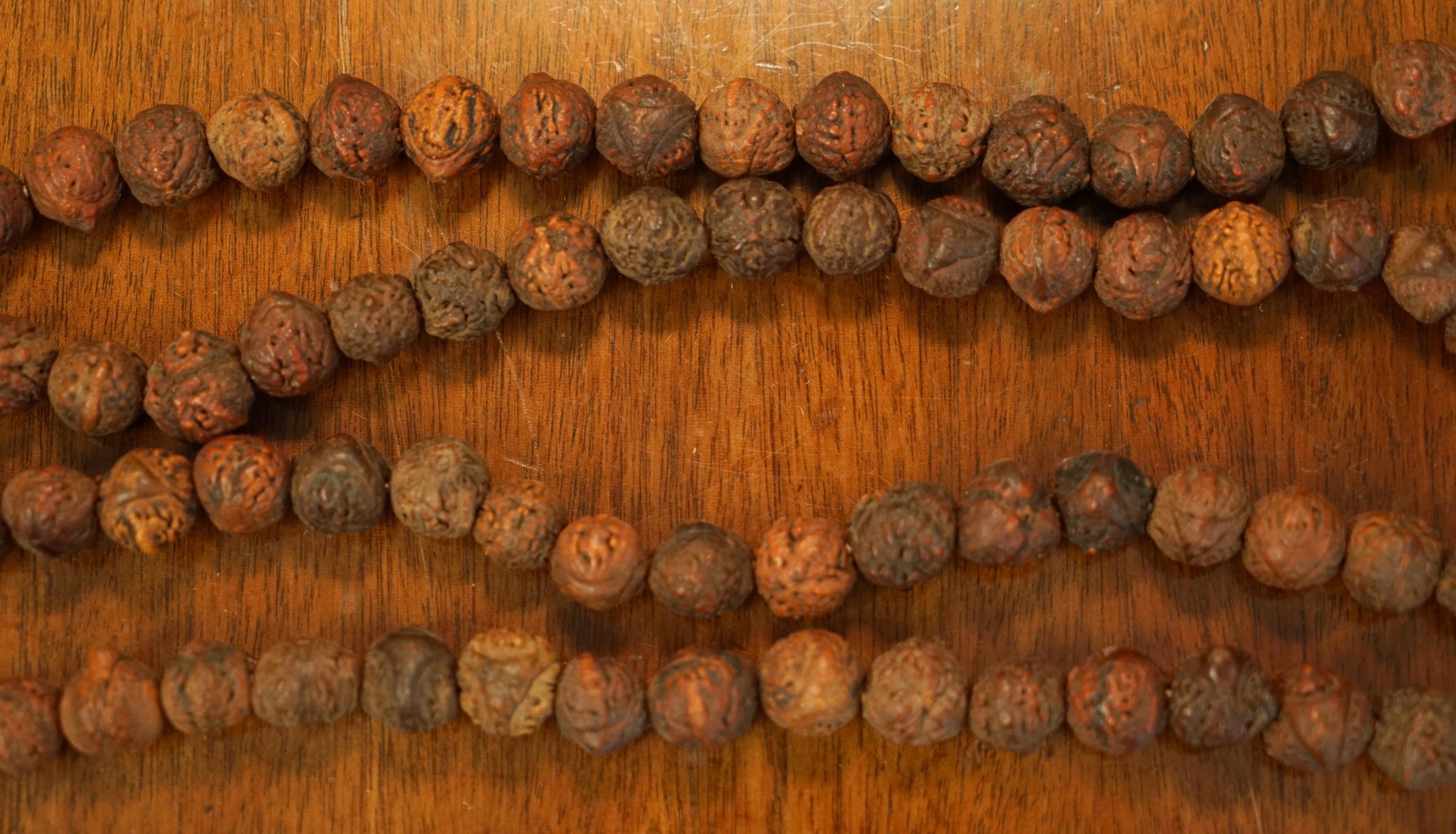 Women's or Men's Very Long Antique Tibetan Buddist Carved Mala Beads Necklace Must See Pictures For Sale
