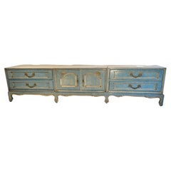 Very Long Carved and Painted Midcentury Hollywood Regency Sectional Buffet, C. 1
