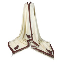 Antique Very long Cashmere Pashmina shawl with Amlikar embroidery - India Circa 1880
