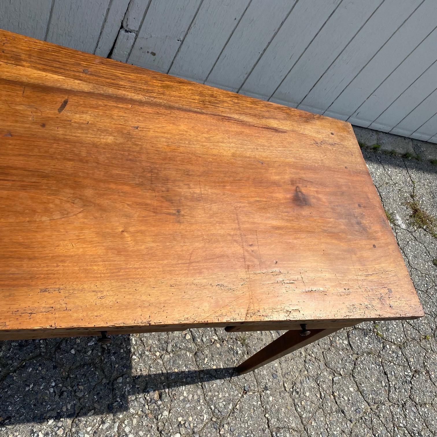 Very Long Character Rich 19th Century French Walnut Farm Table from Monastery 9