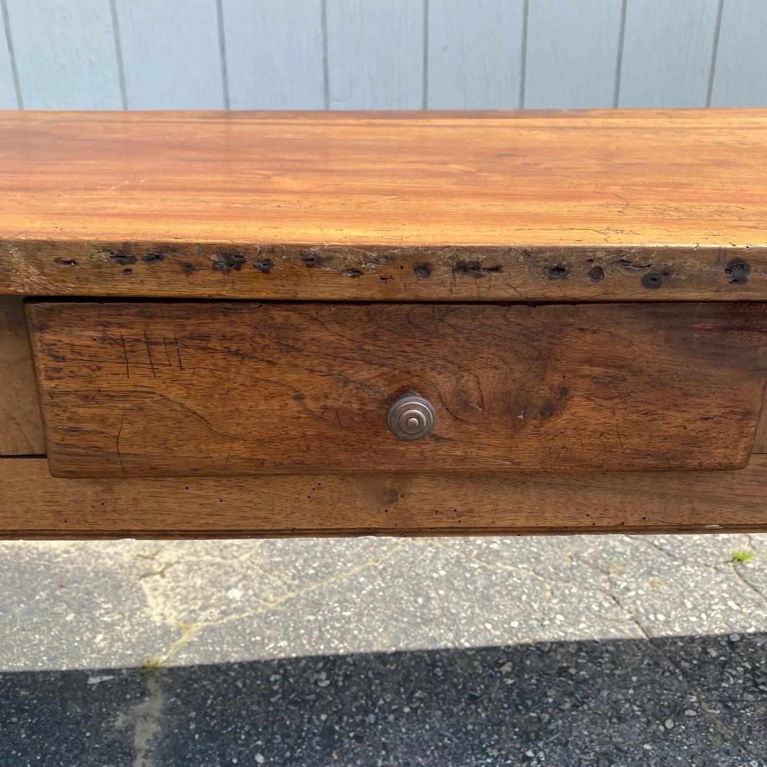 Very Long Character Rich 19th Century French Walnut Farm Table from Monastery 10