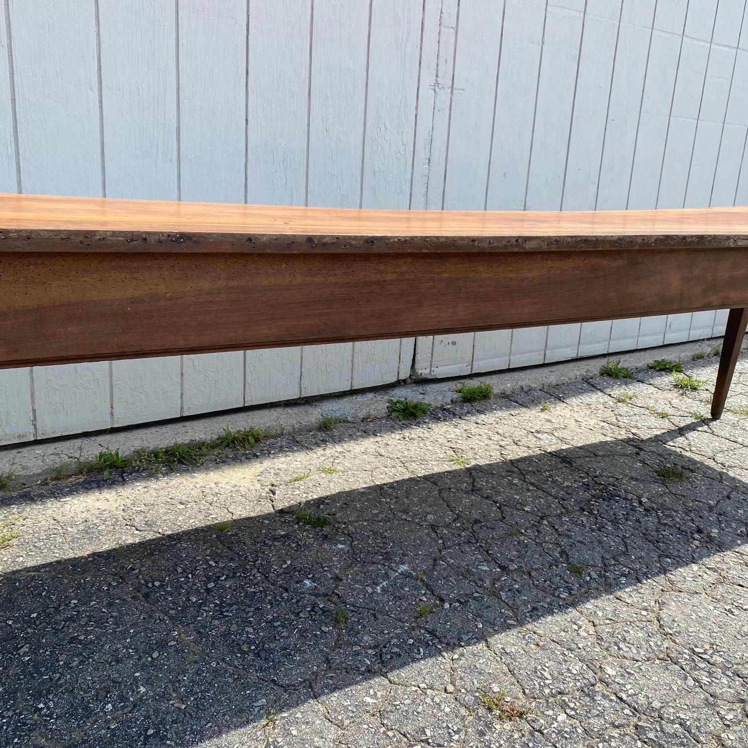 Very Long Character Rich 19th Century French Walnut Farm Table from Monastery In Good Condition In Hopewell, NJ