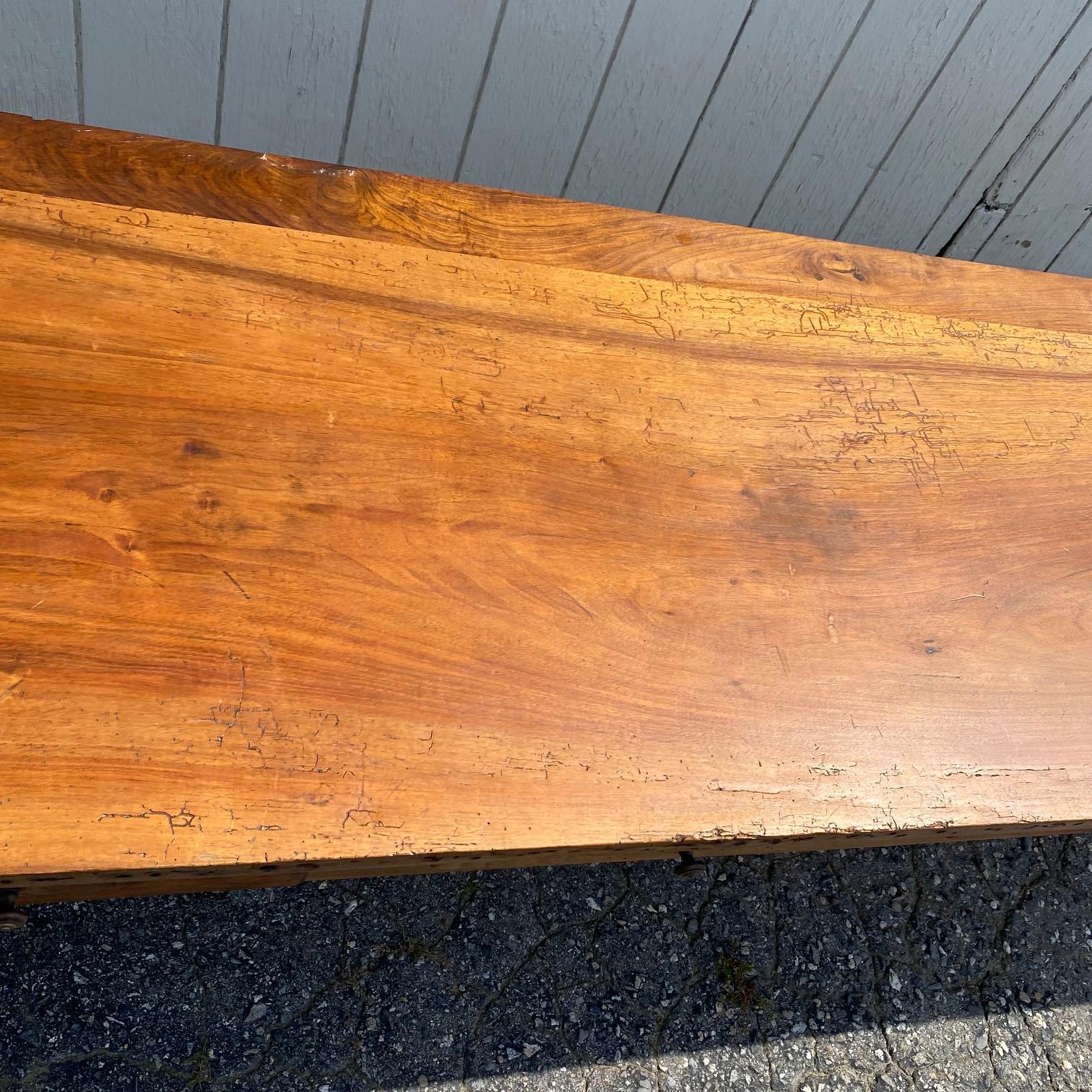 Very Long Character Rich 19th Century French Walnut Farm Table from Monastery 3