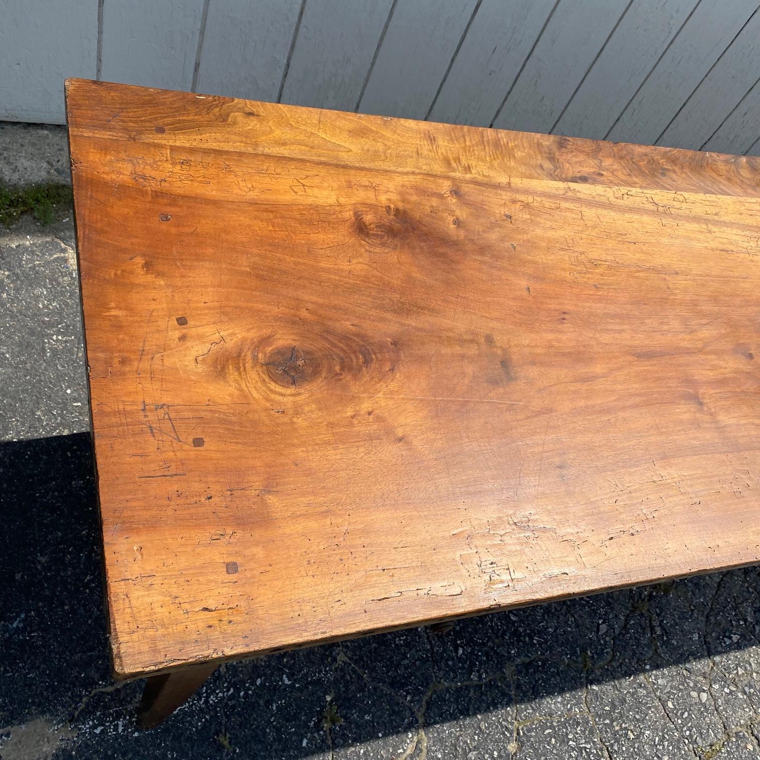 Very Long Character Rich 19th Century French Walnut Farm Table from Monastery 4